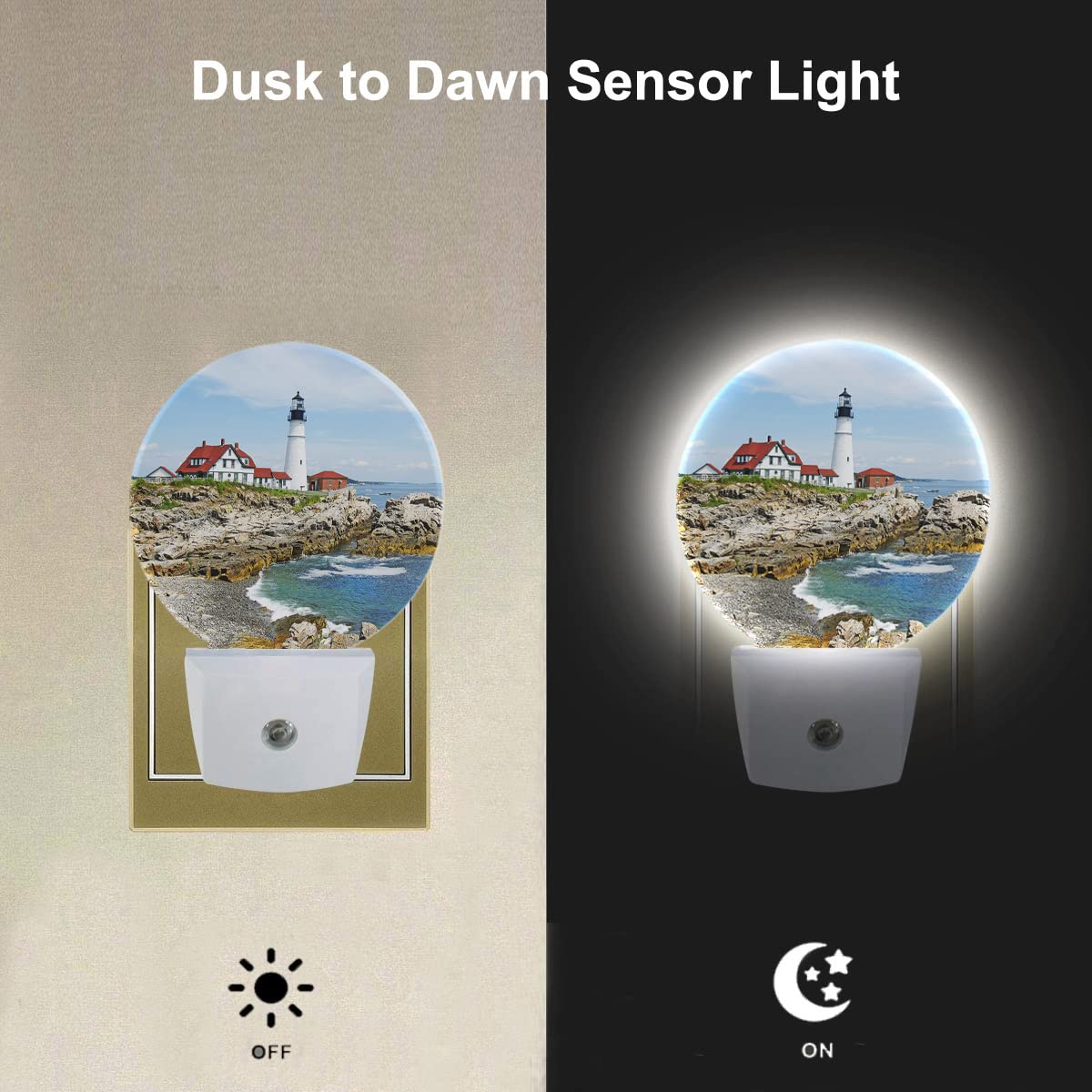 Ekobla Nautical Lighthouse Night Light Portland Head Lighthouse By Seaside Coastal Blue Decorative Night Lights Plug Into Wall L