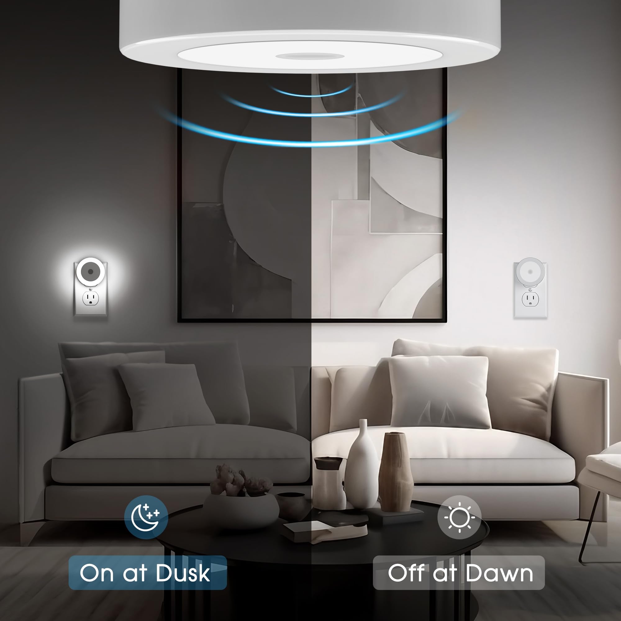 Briignite Night Lights, LED Plug-in Nightlight with Light Sensors, 4-Pack, Cool White, Ideal for Kids Room, Bathroom, Hallway