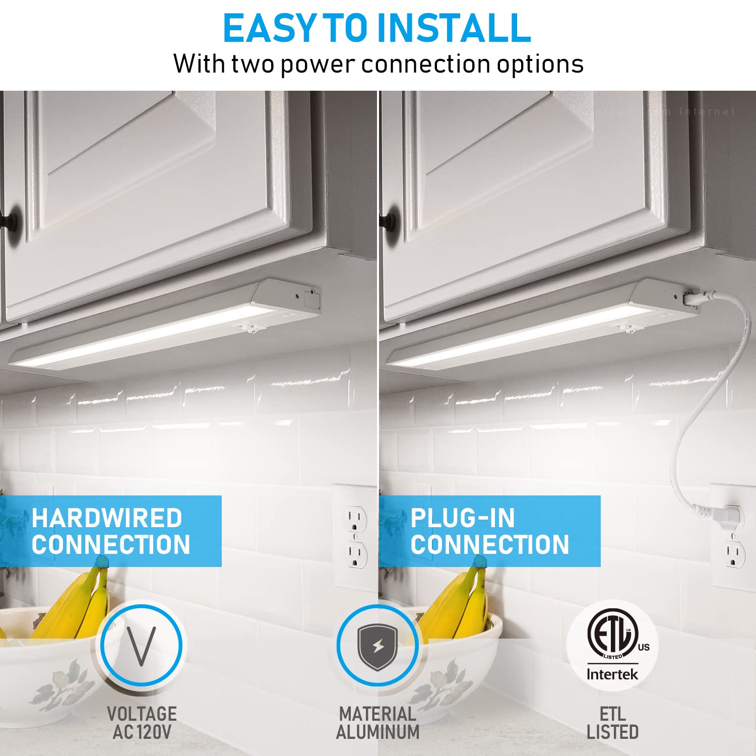 Torchstar Swivel Led Under Cabinet Lighting 3Cct, 22 Inch 14W 1050Lm, Hardwired & Plug-In, 3 Color Selectable Cri90 120V, Rotata
