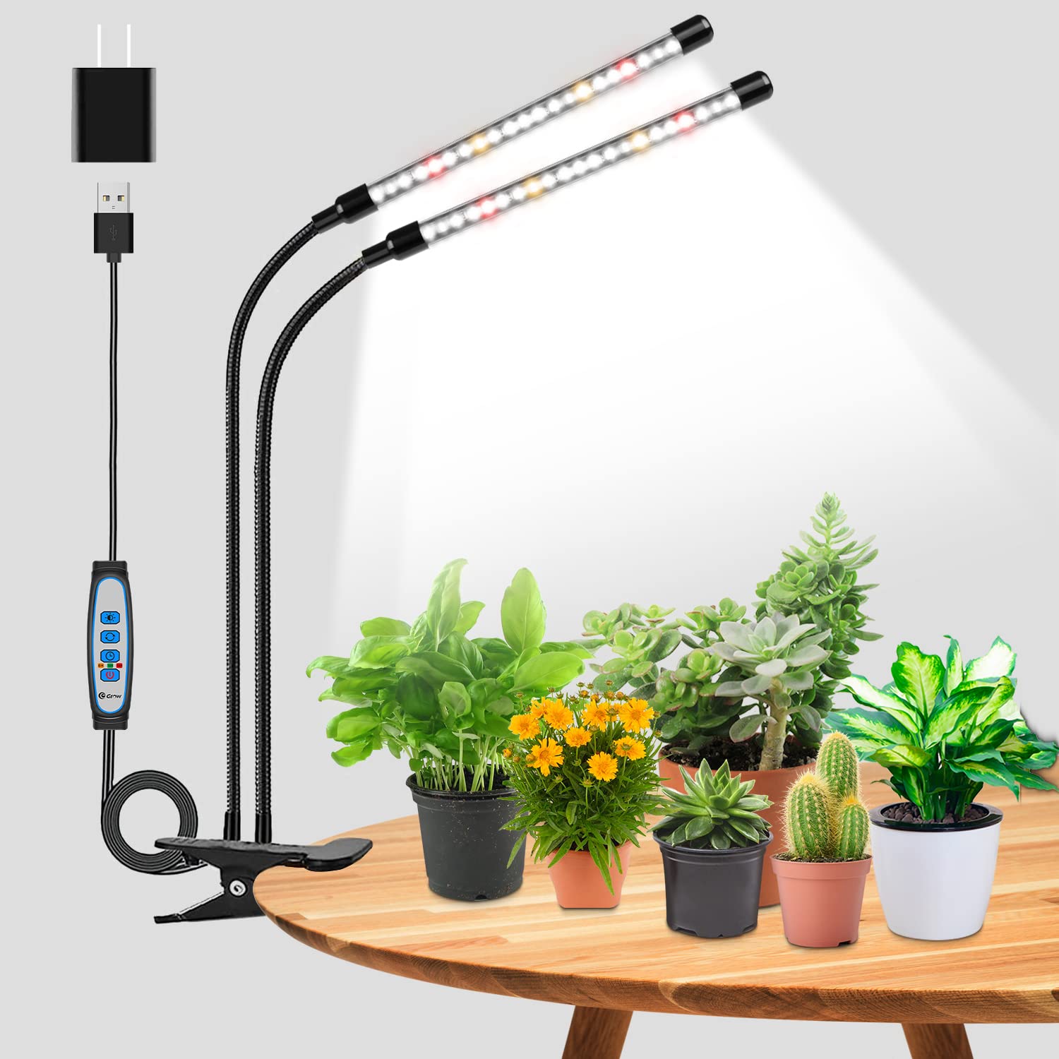 Wolezek Grow Lights For Indoor Plants, 6000K 40 Leds Full Spectrum Plant Grow Lights Indoor, White Grow Lamp With Clip, Auto On