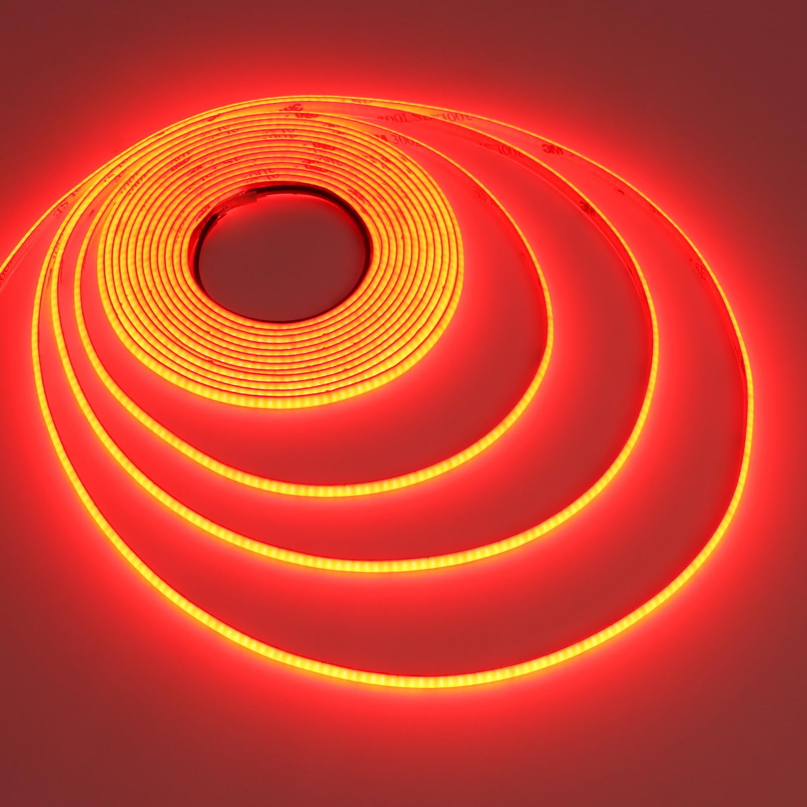 Topai 24V Thin 5Mm Red Cob Led Strip 16.4Ft Narrow Led Tape Light Dotless 400Leds/M High Density Cuttable Flexible For Cabinet Home Diy Lighting Projects