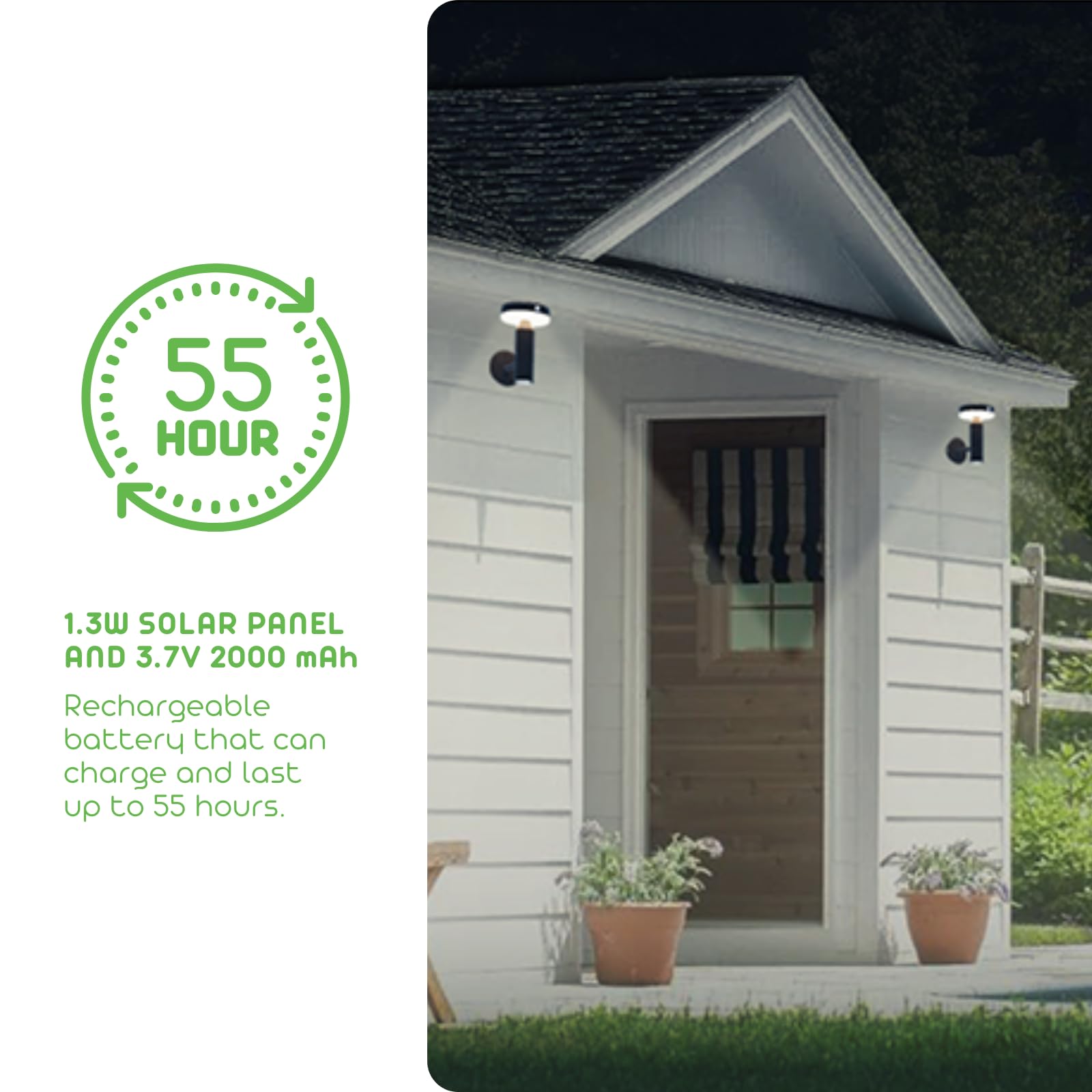 Verluce - Round Solar Wall Lights - Solar Powered Wall Lamps - Led Lights - Pir Sensor & Two Lighting Modes - Rechargeable Battery - 3000K  1.3W Solar Panel & 3.7V - Ip44 Weather Resistant - 2 Pack