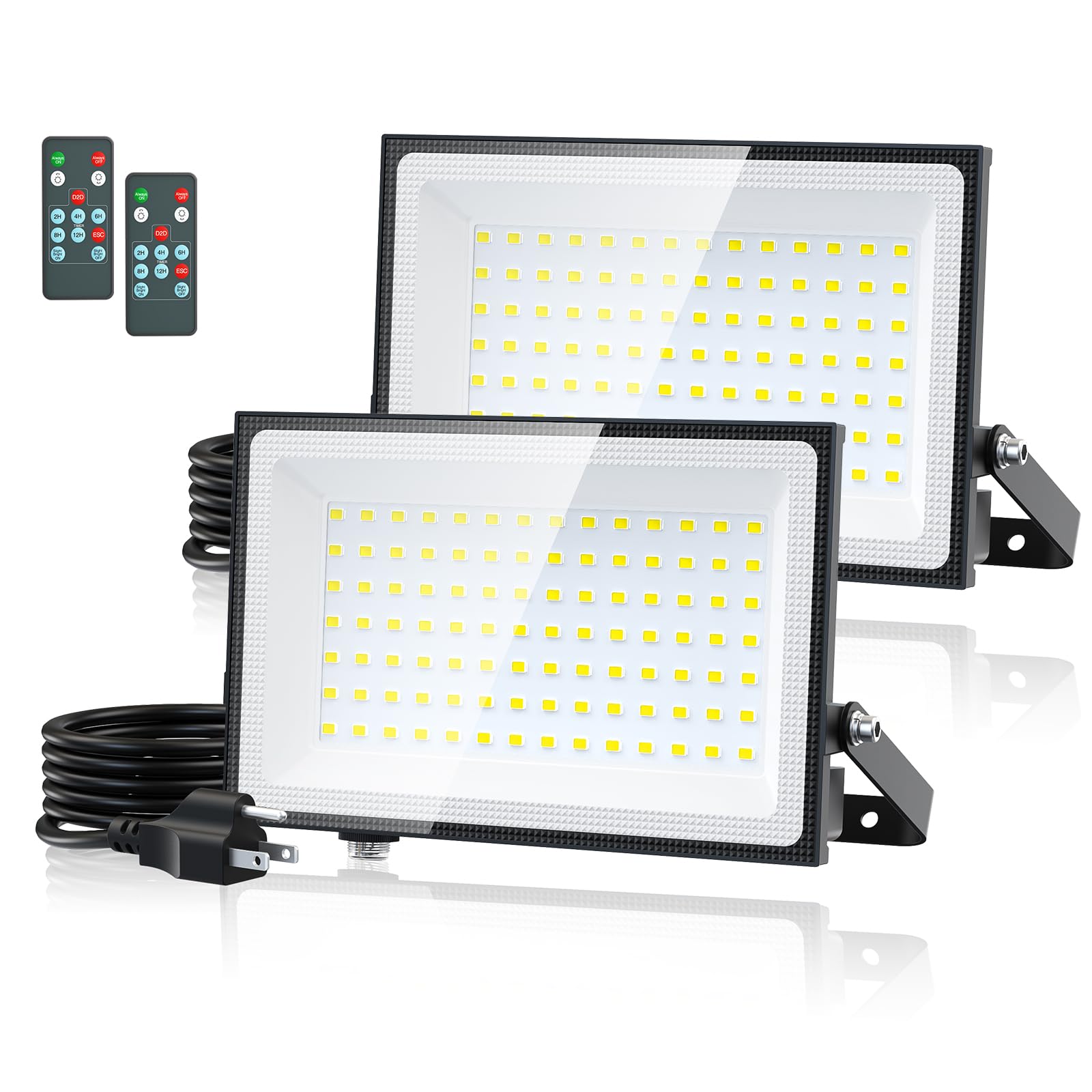Onforu 100W Dusk to Dawn LED Outdoor Flood Light with Timer, Adjustable Brightness up to 9000lm, IP66 Waterproof Security Light 