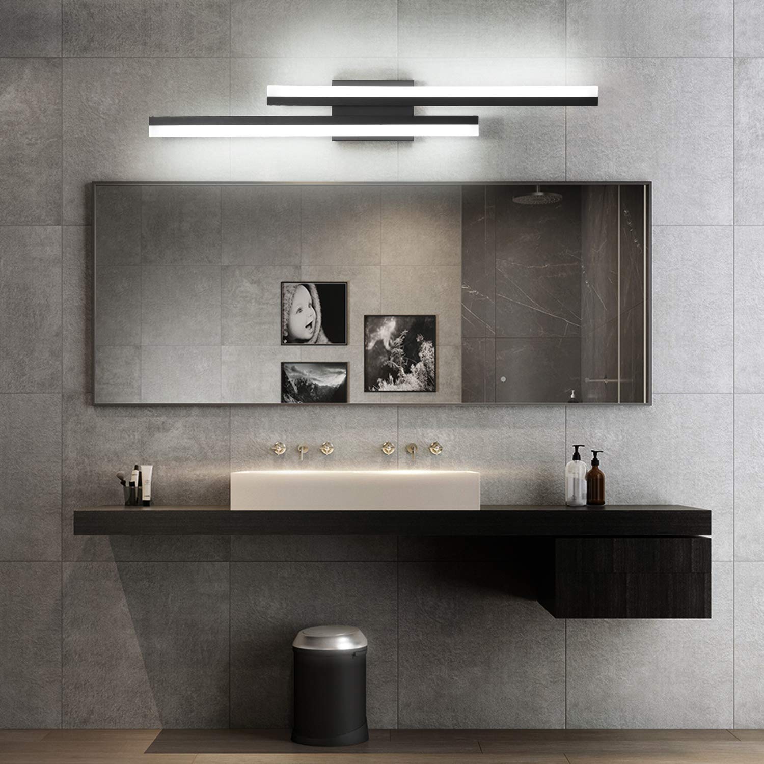 PRESDE 32in Black Dimmable LED Vanity Light Fixture - Modern Acrylic Bathroom Lighting (Cold White 6000K) Model 6660-815mm