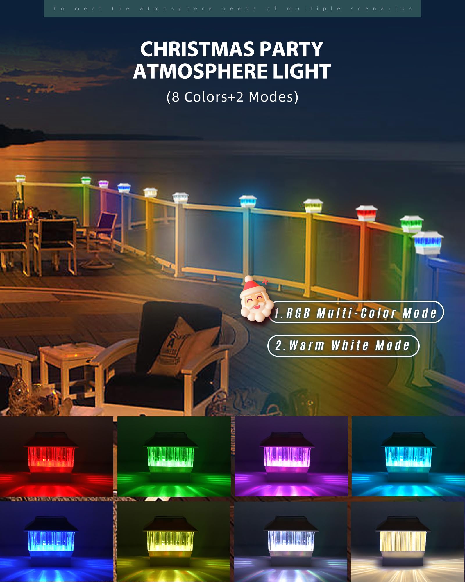 Moon-De-Age Rgbw Solar Post Cap Lights, 50 Lumen, Outdoor Led For Fence & Garden, 1 Pack