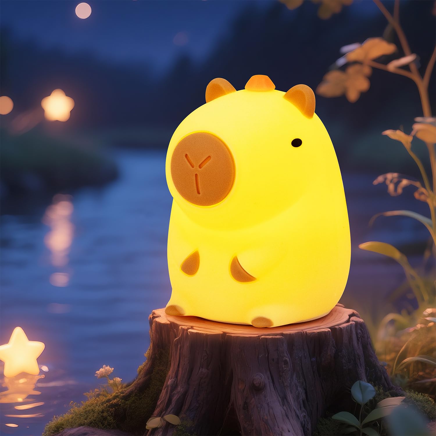 Loatme Night Light For Kids  Rechargeable Dimmable Silicone Led Nightlight With 7 Colors  Baby Nursery Night Lamp  Touch Squishy Lamp  Cute Gifts For Girls  Boys  Toddler Room Decor  Capybara