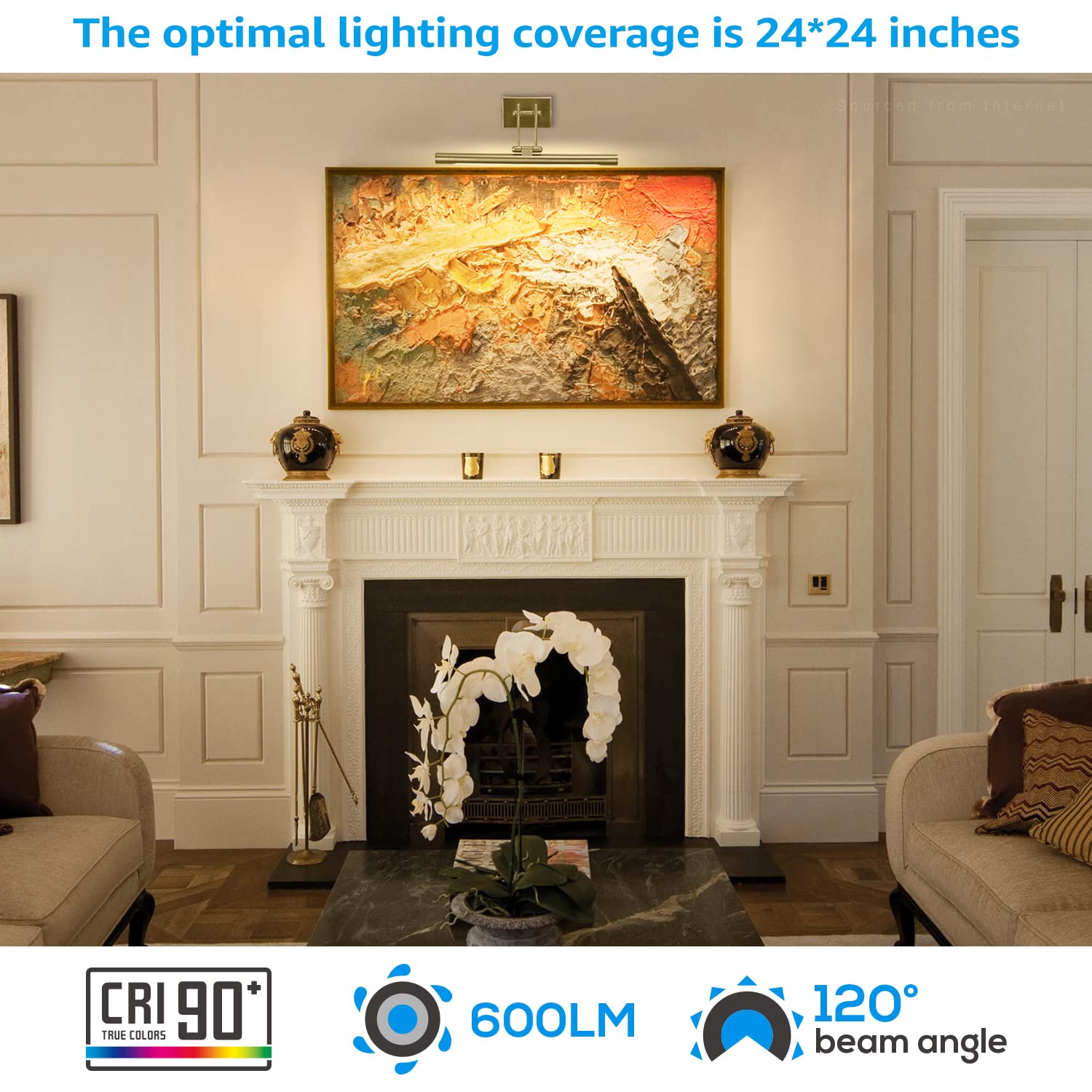 LEONLITE 3CCT Dimmable LED Picture Light, Metal, Antique Brass, Model 52952, Adjustable for Artwork and Portraits