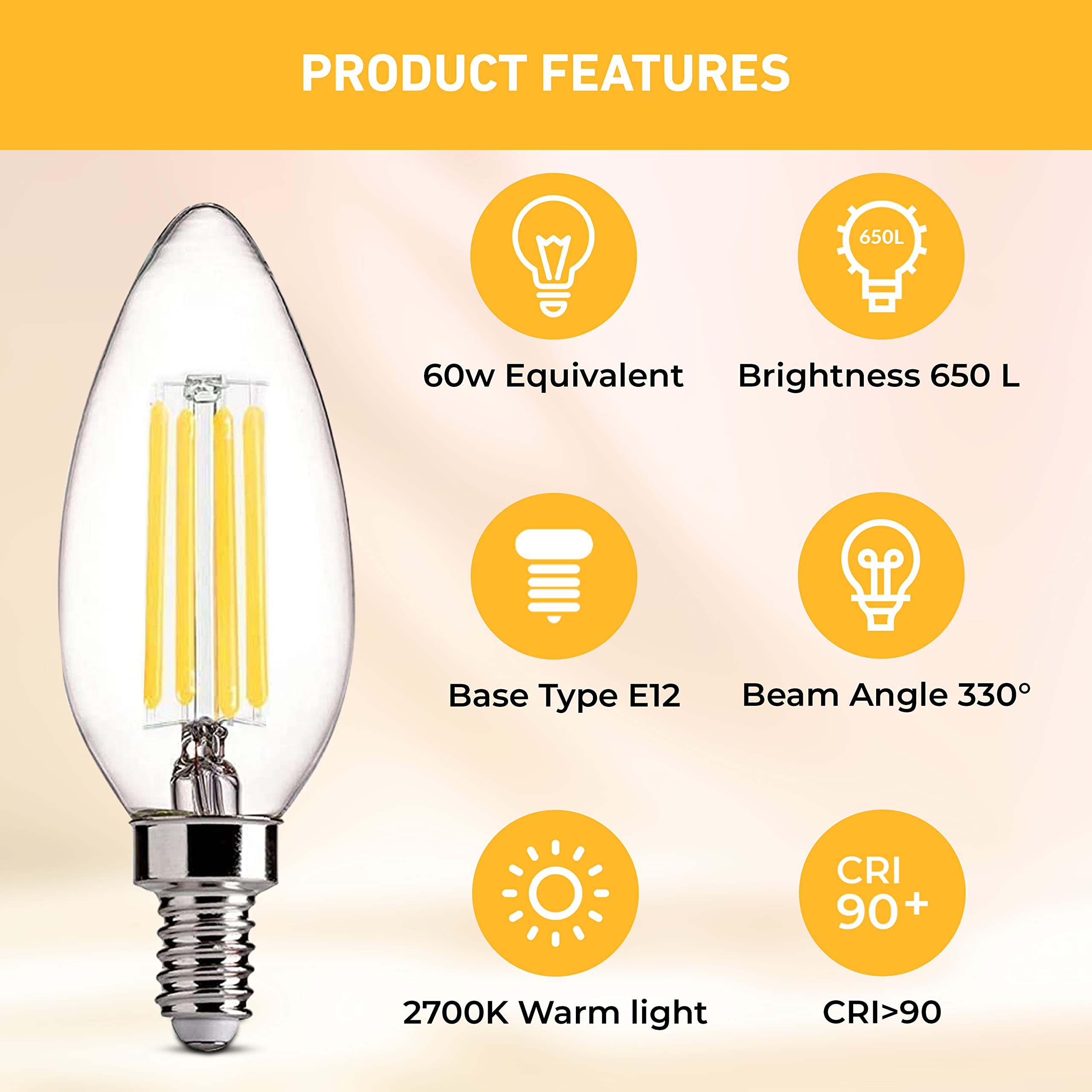 Bulbmaster Blunt Tip Decorative Candle Light Bulbs Ctc Chandelier Bulbs Torpedo Tip Incandescent Light Bulbs, E12 Candelabra Lig