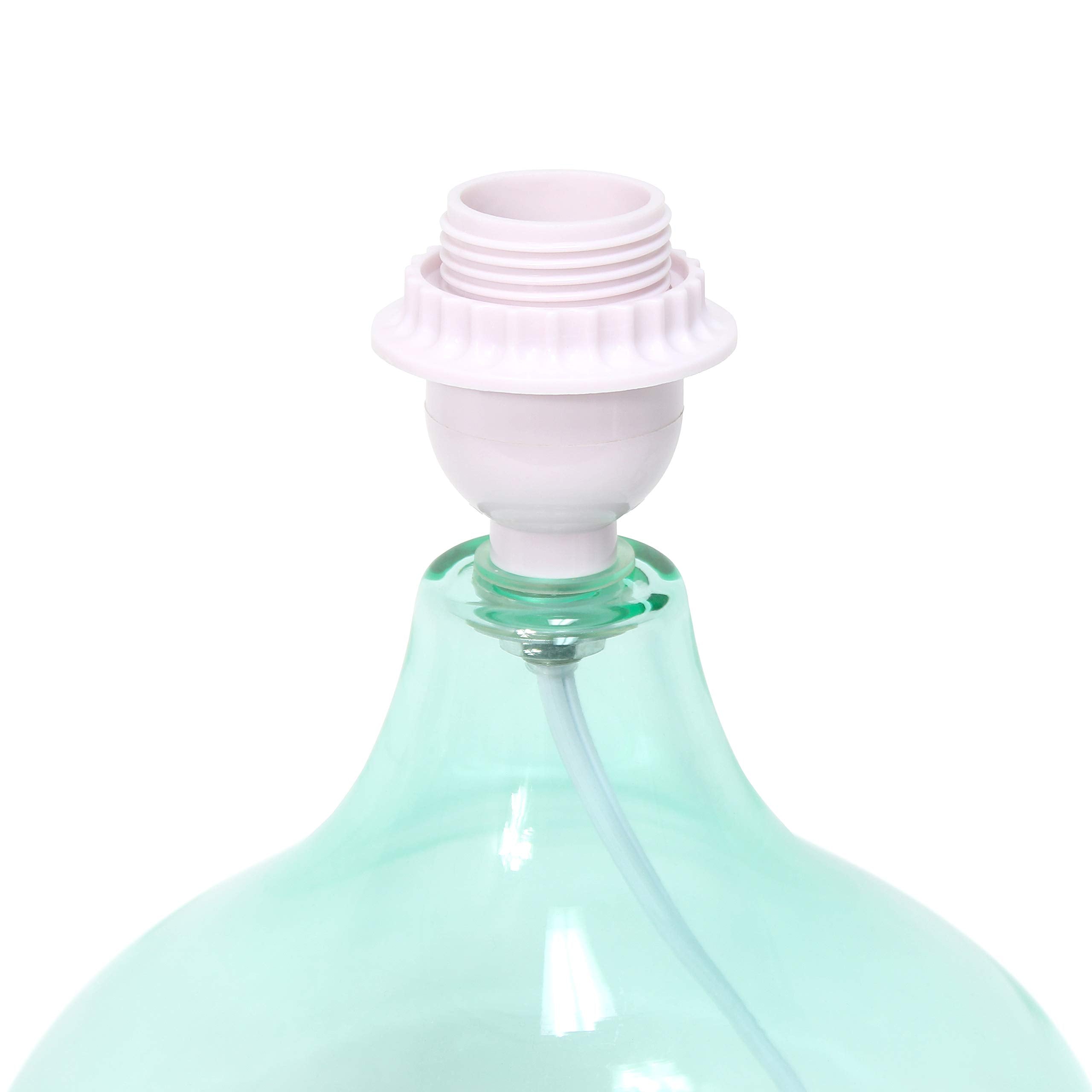 Simple Designs LT2063-AOW Small Glass Raindrop Bedside Table Lamp with White Fabric Shade  Aqua