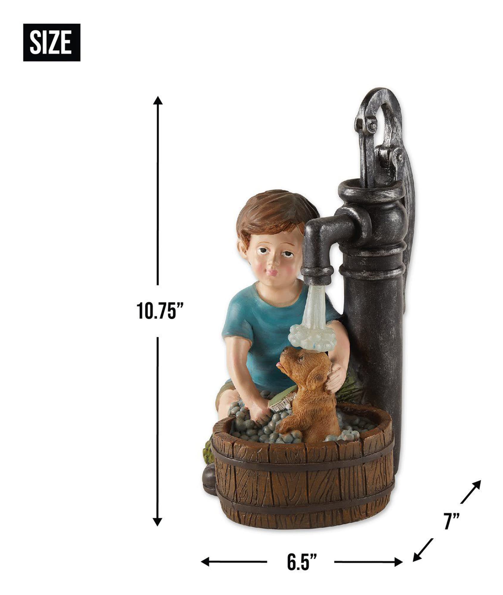 Boy and Dog Wash Solar Garden Light