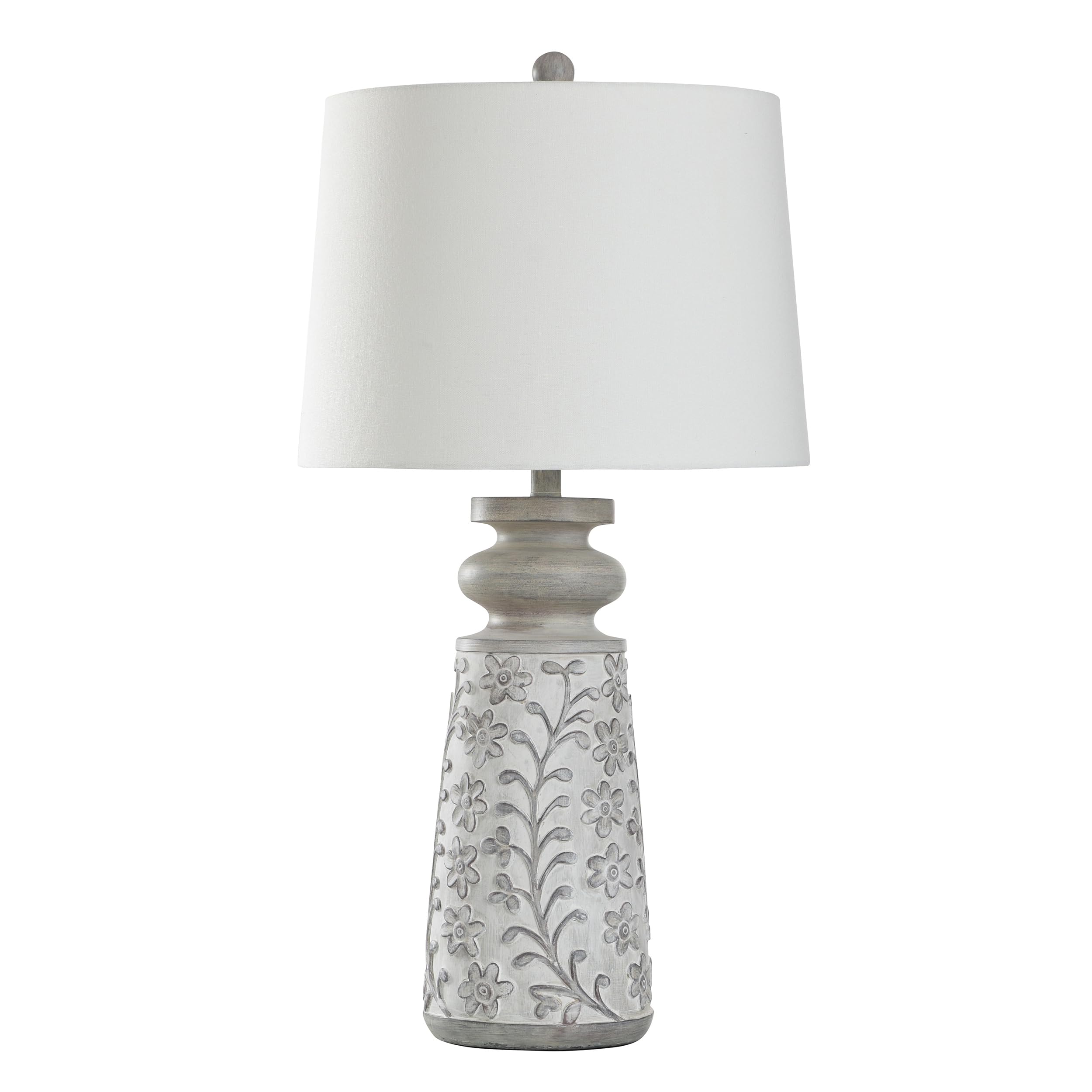 Style Craft Isaac - Traditional Table Lamp - Greyson & Rubbed White - Off-White Shade