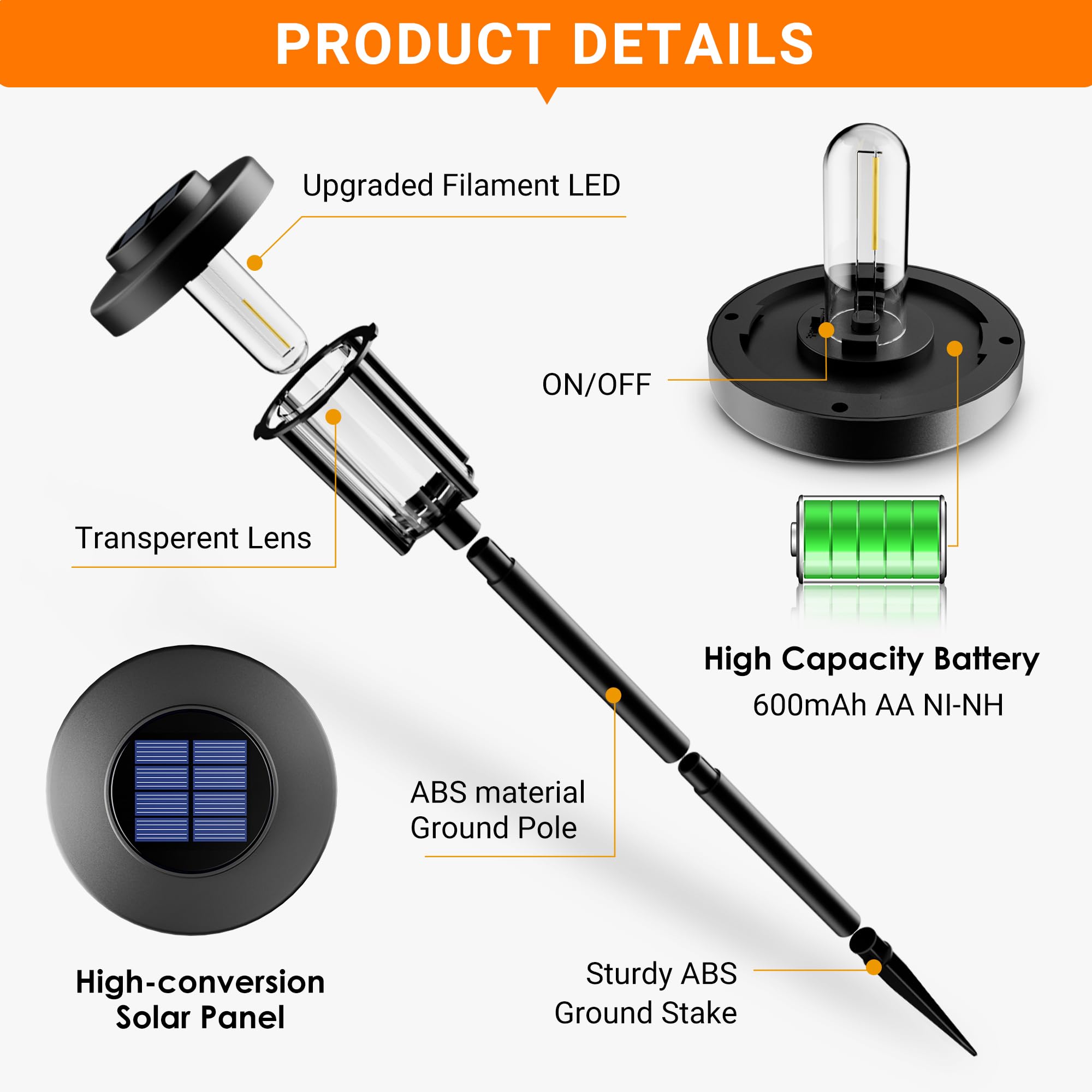 Gigalumi Solar Pathway Lights Outdoor  8Pack Gardening Light Ip65 Waterproof Landscape Lighting For Yard And Walkway  Garden Decorations For Outside Patio Porch  Warm White