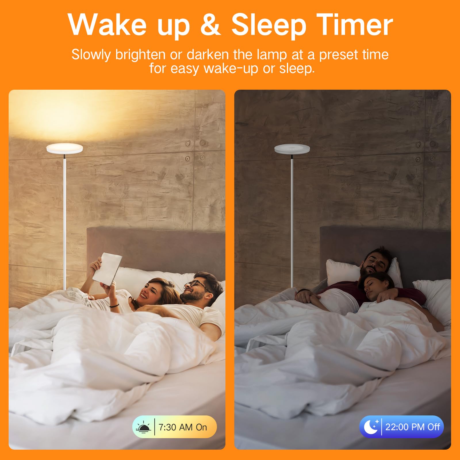 OUTON Smart LED Floor Lamp, 30W Dimmable, 180x24 cm, White, Model MF18228, Alexa & Google Home Compatible, Tall Standing Torchiere
