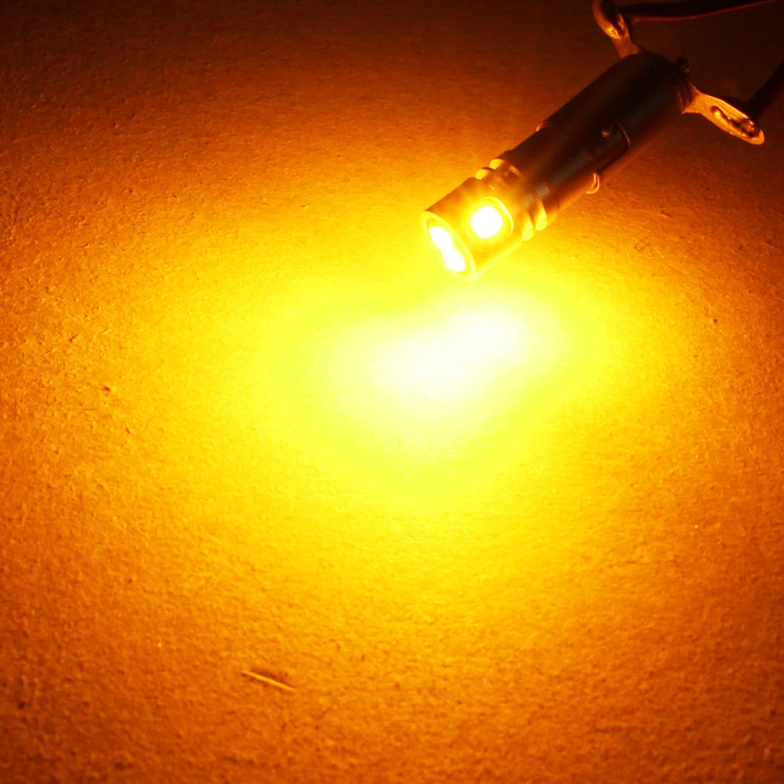 PHINLION BA9S LED Light Bulb 12V Non Polarity Amber Yellow 5 SMD Model BA9S-3030-5SMD for Car Interior Dash Instrument Panel