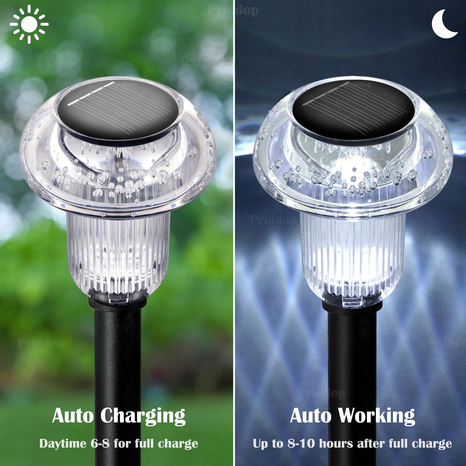 Priddop Solar Lights Outdoor Pathway Lights 8 Pack Led Waterproof Cold White Mushroom Shape For Garden Driveway Walkway Landscap