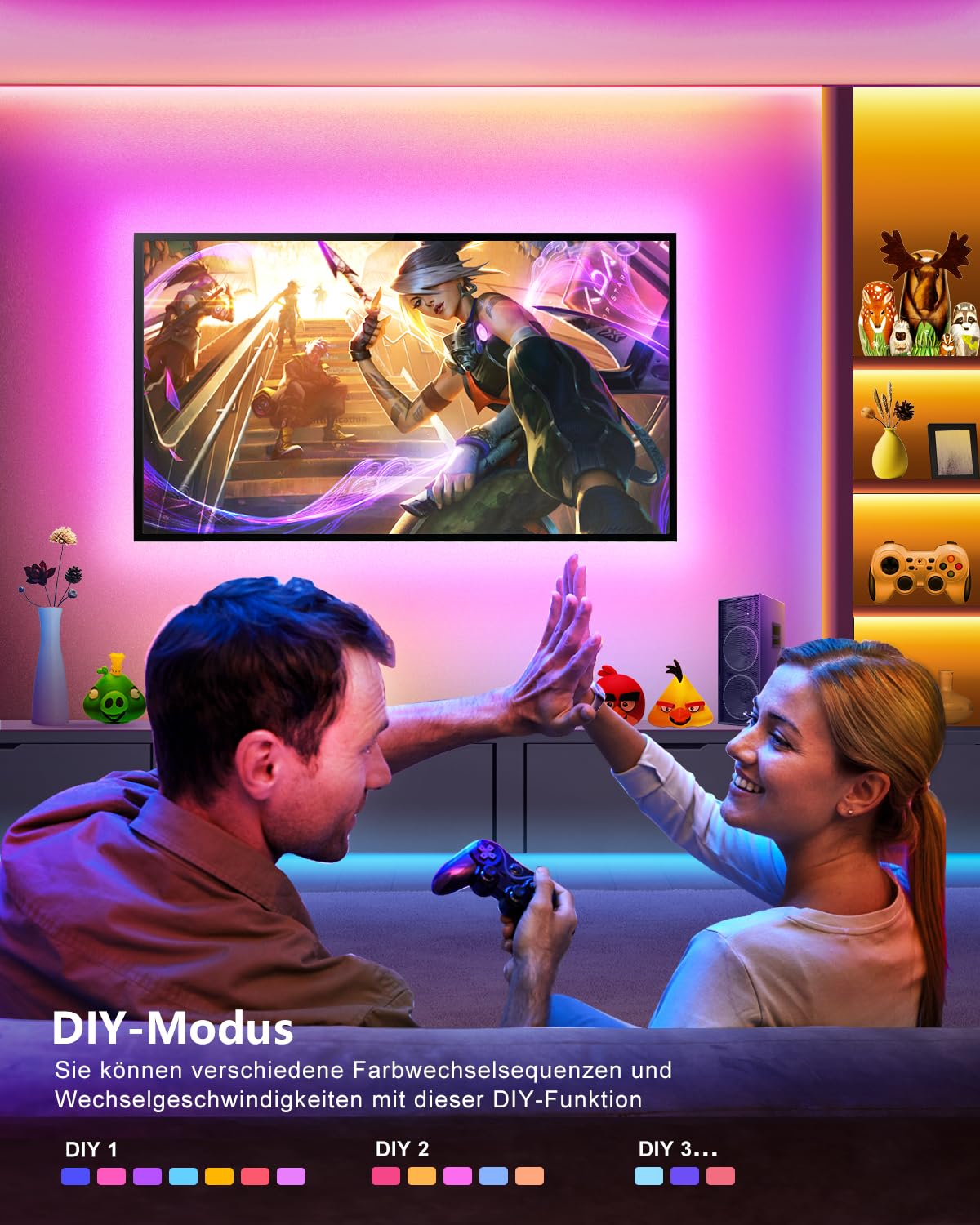 Fussion 130Ft Smart Led Strip Lights Bluetooth With Remote, Led Lights For Bedroom With Remote Music Sync, Room Christmas Decora