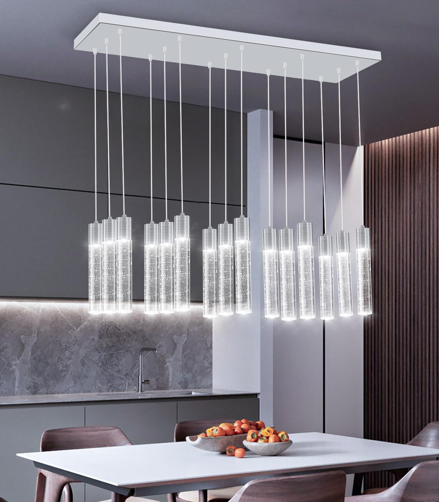 Dolria 15-Lights Modern Crystal Chandelier Led Pendant Lighting Fixture For Kitchen Island Light Fixtures For Dining Room Hallway Foyer