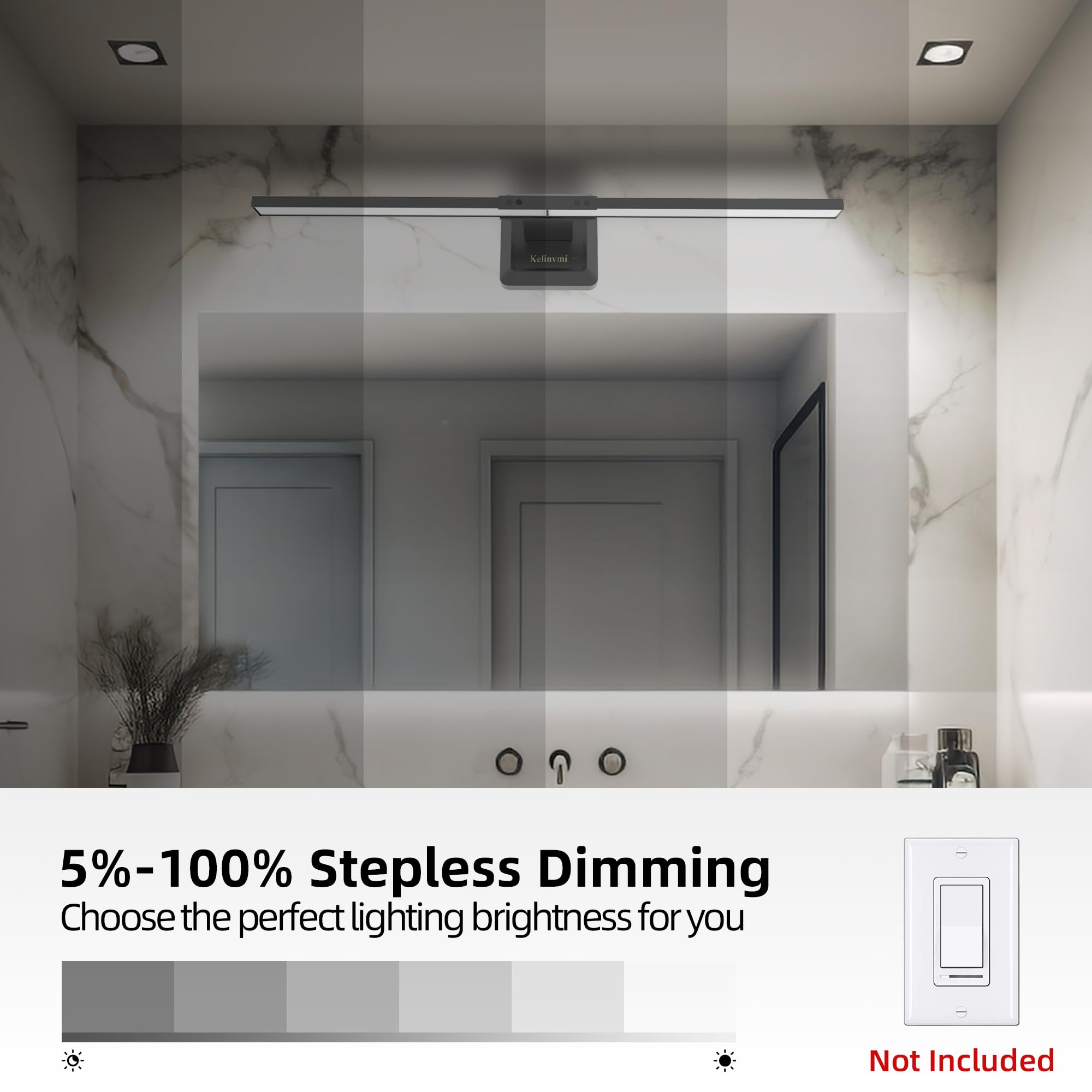 kelinvmi Vanity Lights for Bathroom, 12W Dimmable, 15.7 inch Aluminum, White, Model KLM-BVL-18W236