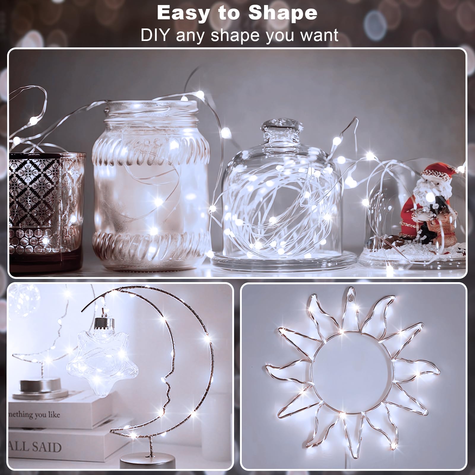2 Pack 20Ft 60 Led Fairy Lights Battery Operated, Twinkle Lights With Remote Timer, Silver Wire String Lights Mini Starry Lights