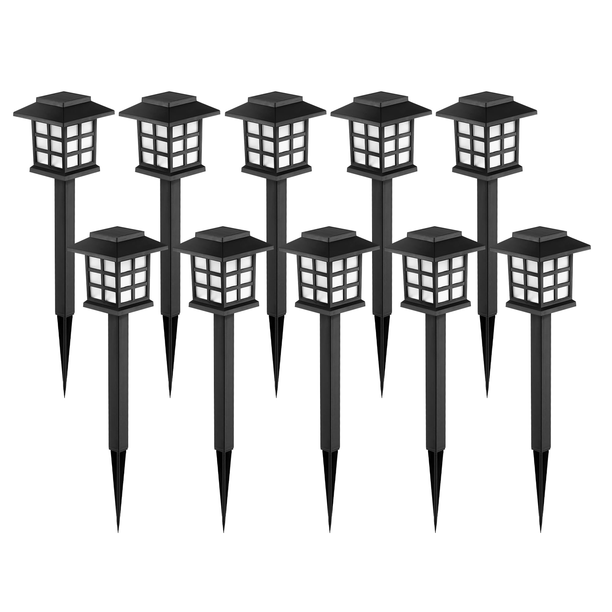 GIGALUMI Solar Outdoor Lights,10 Pack LED Solar Lights Outdoor Waterproof, Solar Walkway Lights Maintain 10 Hours of Lighting for Your Garden, Landscape, Path, Yard, Patio, Driveway