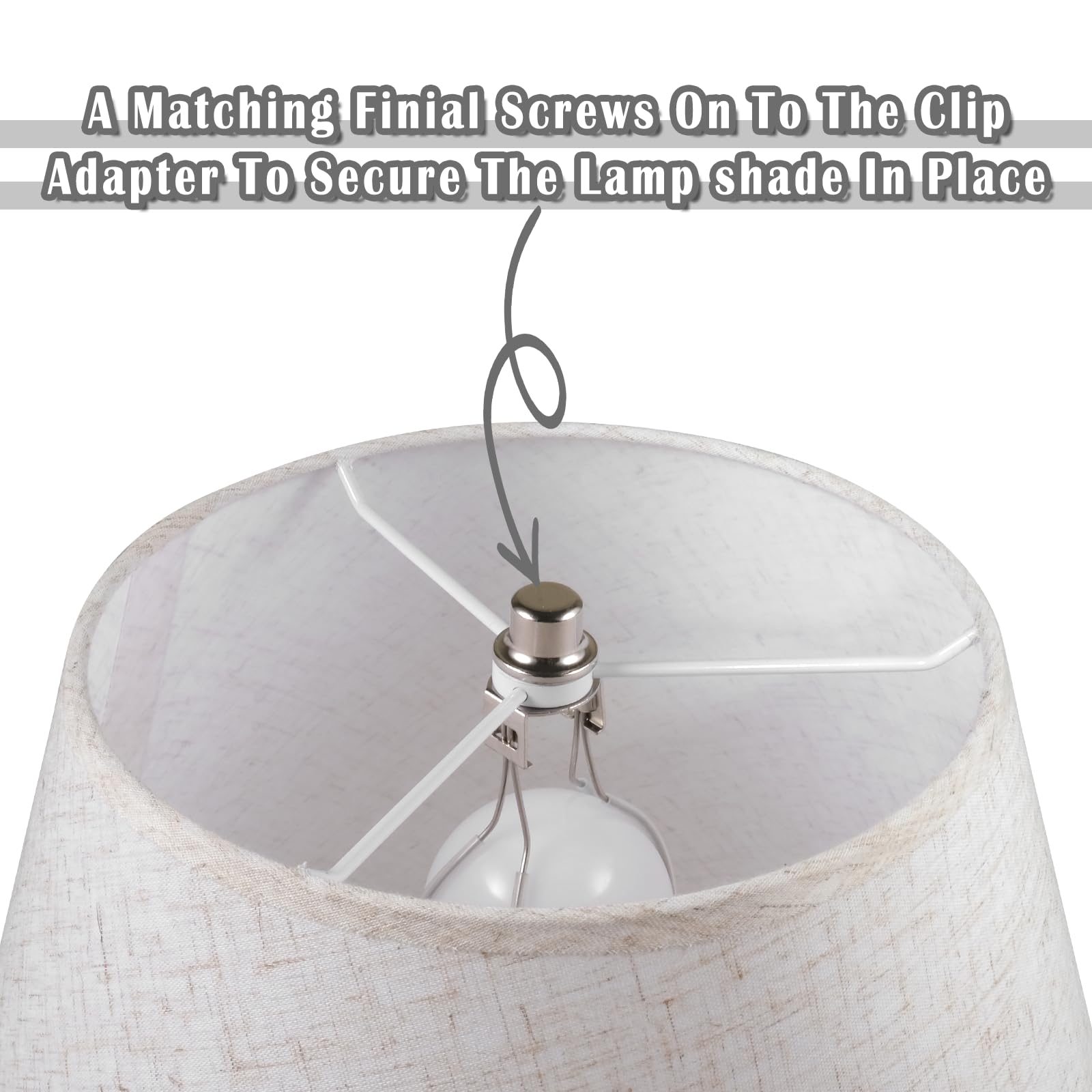 Lamp Shade Holder,Lamp Shade Light Bulb Clip Adapter,Clip On Lampshade Adapter Includes Finial And Lampshade Levellers,Spring Clip For Light Bulb (Nickel)