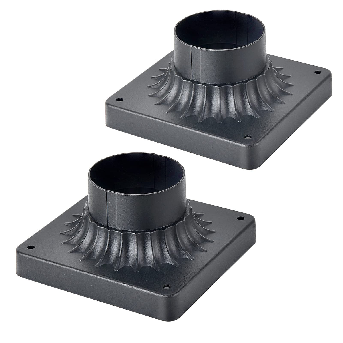 Mrsconce Pier Mount Base 2 Pack , Cast Aluminum Outdoor Post Light Adapter For Deck Porch Patio In Black Finish 5.6'' W*5.6'' L