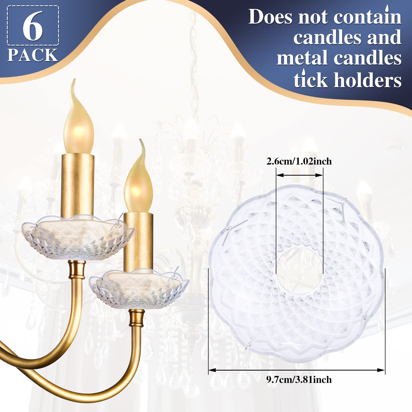 Bonuci 6 Pcs Chandelier Bobeche 4 Side Holes 4 Inch Chandelier Clear Bobeche Lamp Elegant Parts Cups For Hanging Wedding Birthda