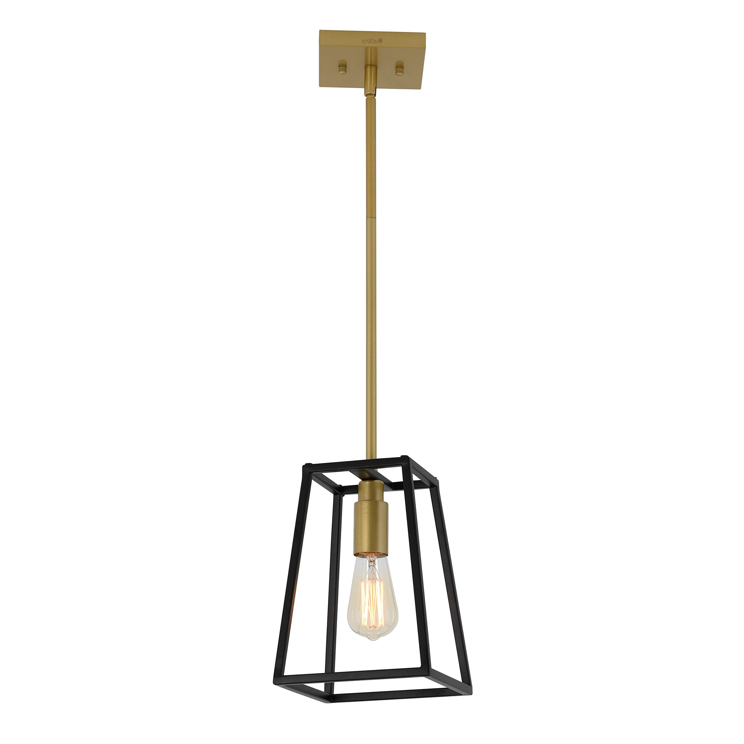 Artika 1-Light Modern Mid-Century Pendant Light Fixture, Black And Gold For Kitchen Island