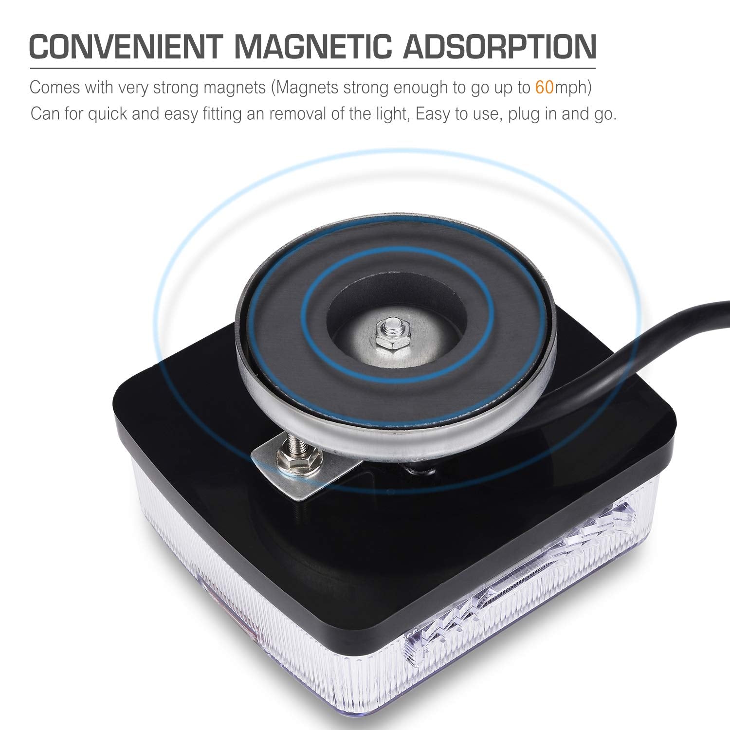 LINKITOM Magnetic LED Trailer Towing Light Kit - 24ft Cable, 7 Pin Plug, IP68 Waterproof, DOT Approved, Black