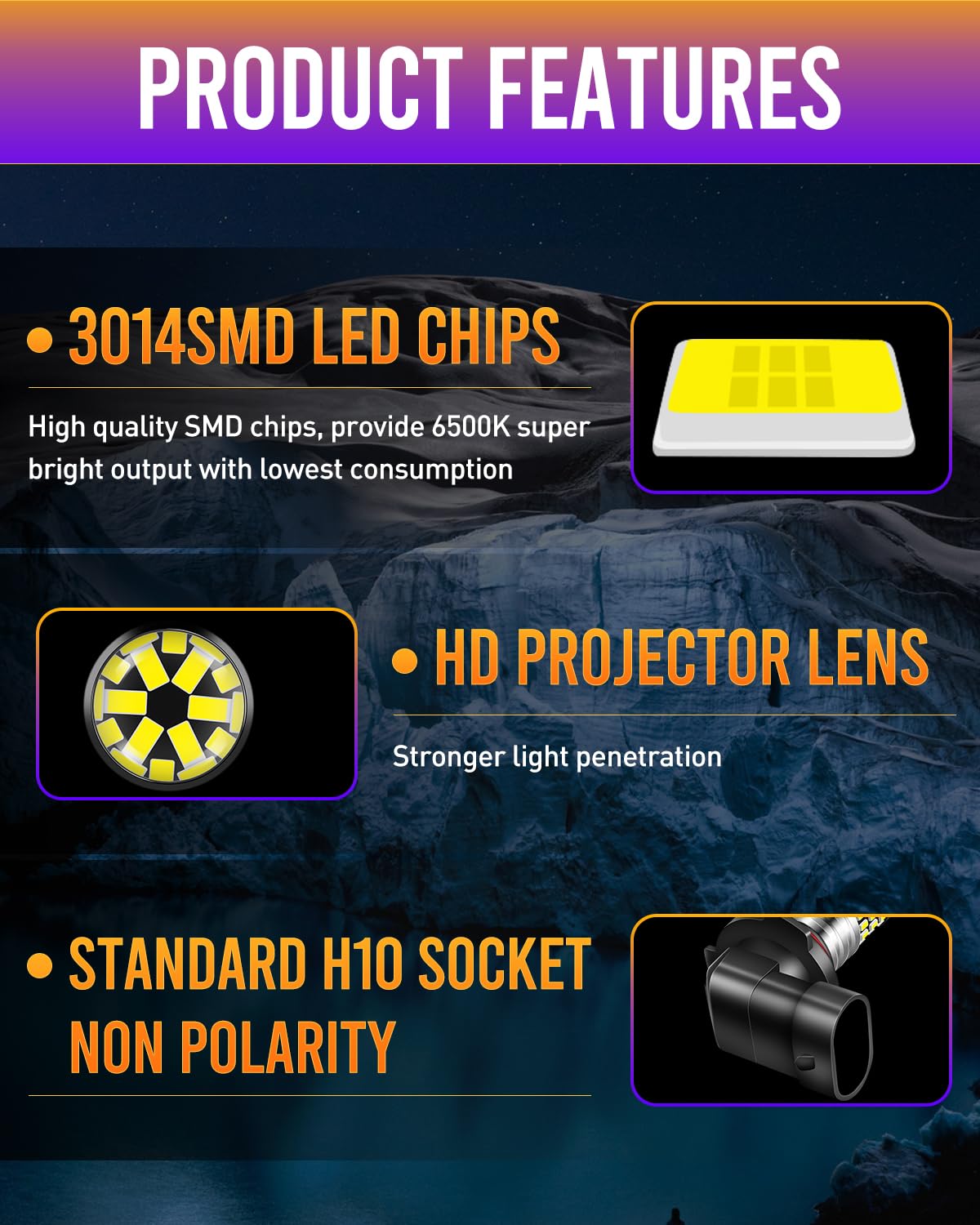 LUYED H10 9145 9140 LED Bulb Fog Light 1800 Lumens Super Bright Xenon White 3014 78-EX Chipsets 9040 9045 Led Bulbs Used for Fog