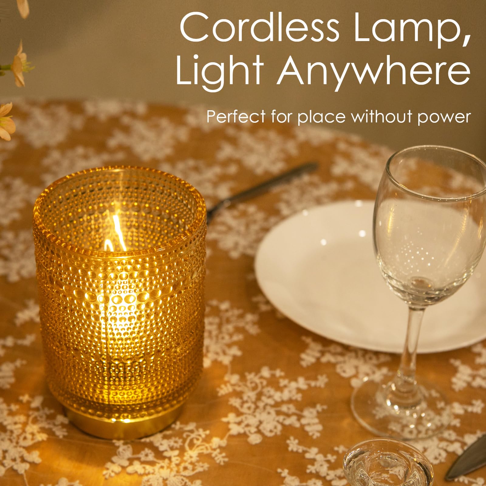 Ularoom Battery Operated Lamp With Timer, Cordless Battery Powered Table Lamps Portable Led Small Lamp For Bedside Living Room Bedroom Decor(Golden Amber)