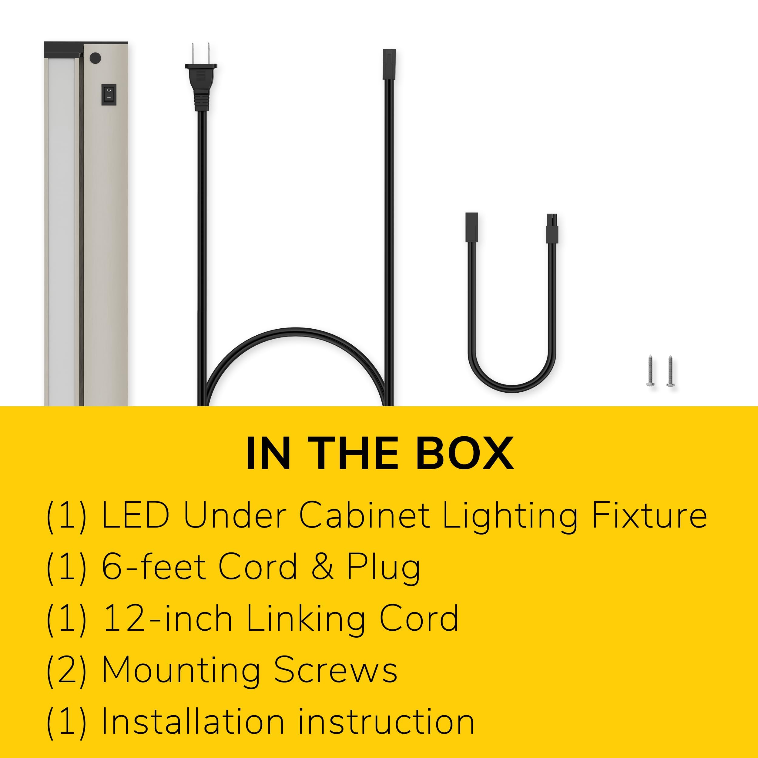 GETINLIGHT 12-inch Swivel LED Under Cabinet Light, Dimmable 2700K/4000K, Brushed Nickel Finish, Model IN-0109-2-SN