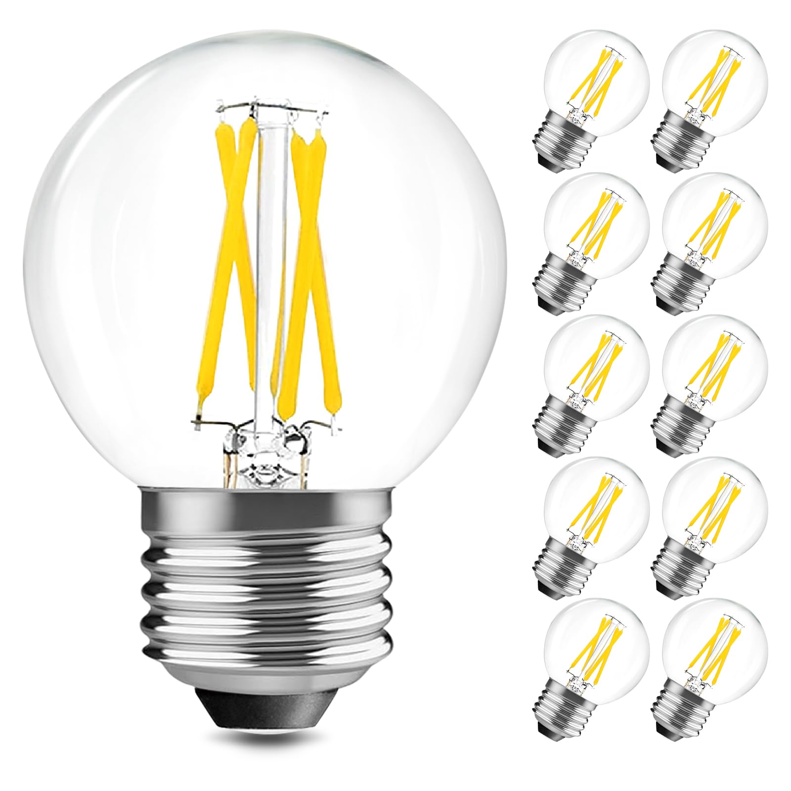 Langplus+ Led Edison Bulbs Dimmable G16.5 6W Equal 60W 110V-130V E26 Led Filament Bulb Warm White 2700K Globe Light Bulbs For Ce