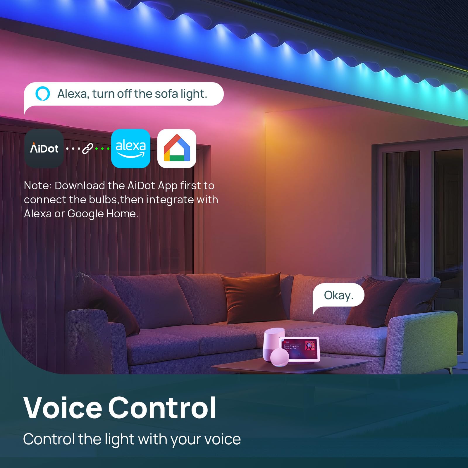 Linkind Br30 Smart Light Bulbs,1200Lm Smart Flood Light Bulbs Compatible With Aidot App, Alexa, Google Home, E26 Rgbtw Recessed