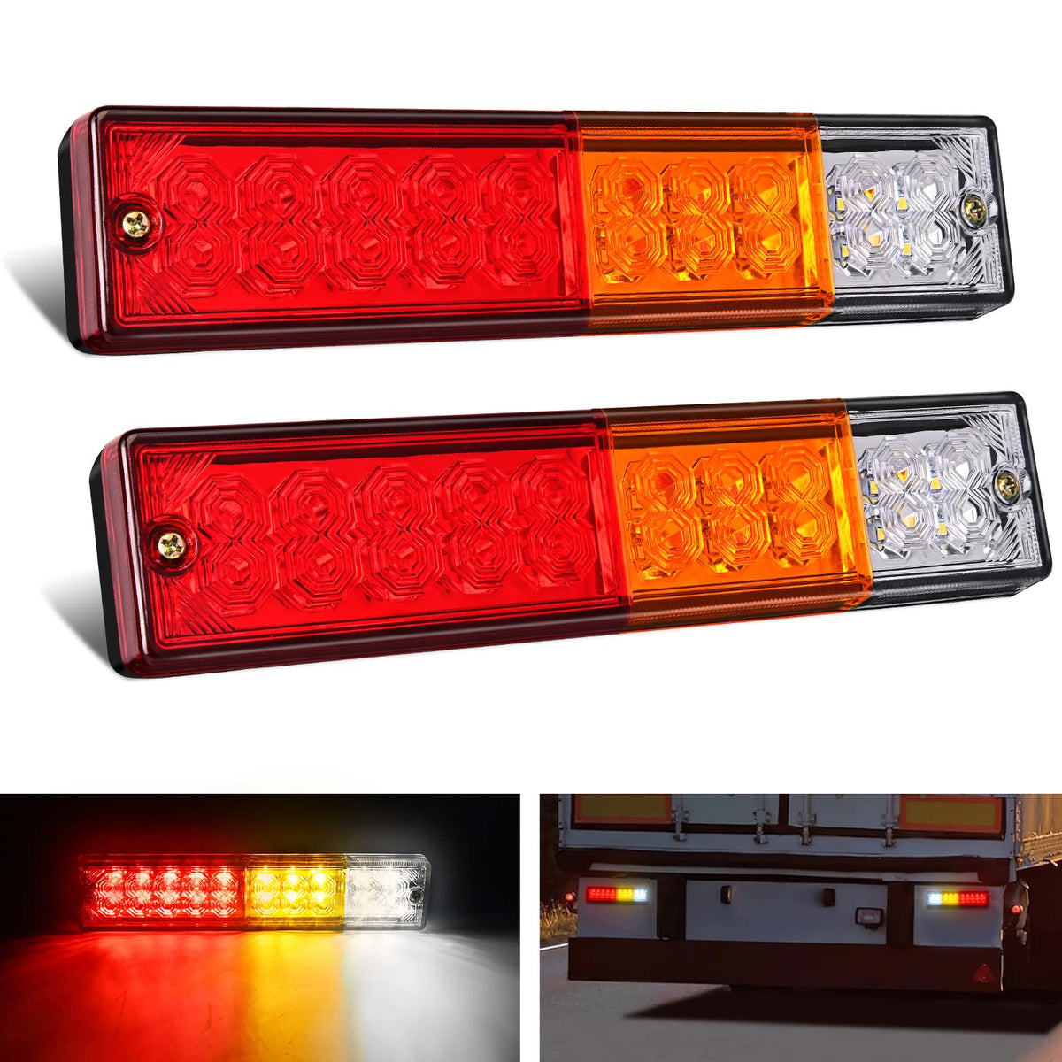 Nilight Trailer Tail Light Bar 2Pcs 20Led Brake Running Turn Signals Reverse Lights Ip65 Waterproof For 10-30V Truck Trailers Ca