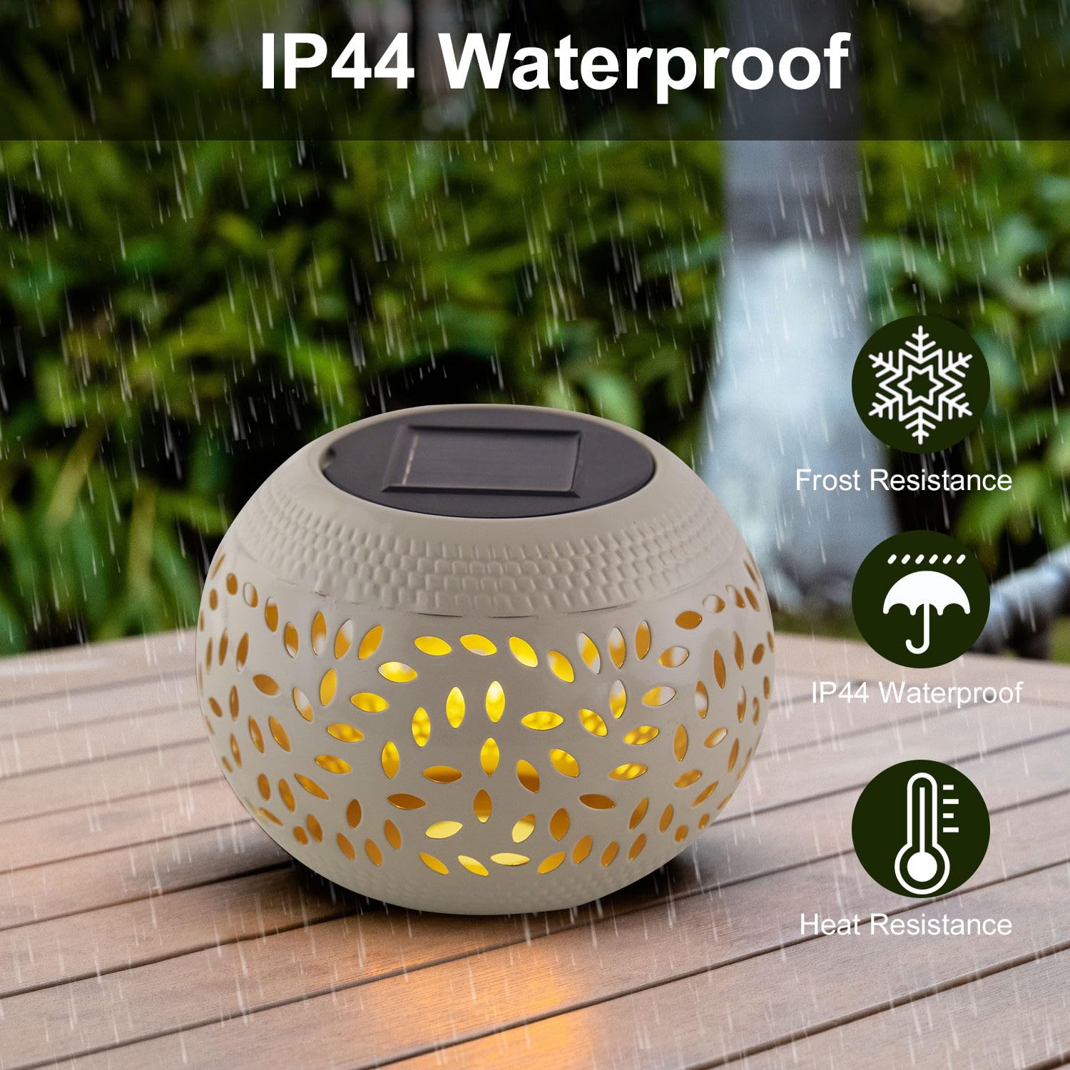 Solar Lanterns Waterproof Outdoor Decor - 1 Pack White Hollow Out Metal Solar Lights - Unique Gifts For Women Mom Wife - Outside