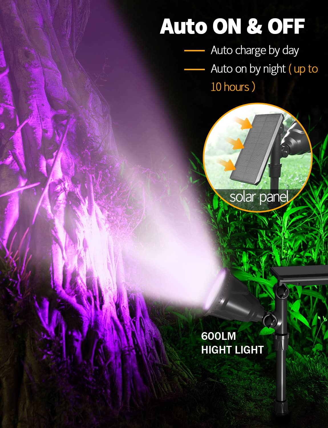 OSORD Solar Spot Lights, 18 LED Color Changing, Waterproof, 2 Pack, Multicolor, Ideal for Garden, Yard, and Landscape