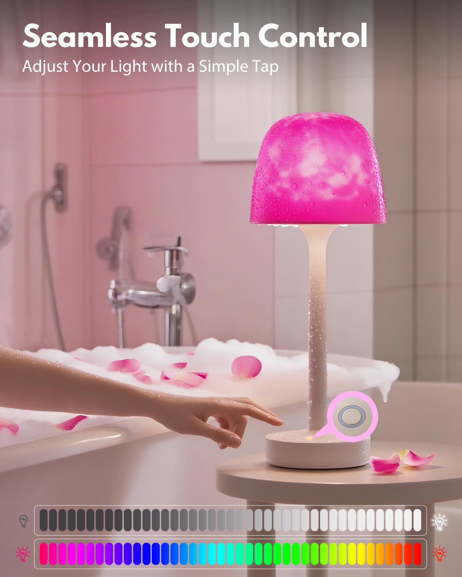 Funlenry Spa-Like Shower Lamp, Waterproof 16 Color Ocean Wave Projector, Rechargeable, 5x5x12.5 inches, Multicolor, Model CY/GY-01