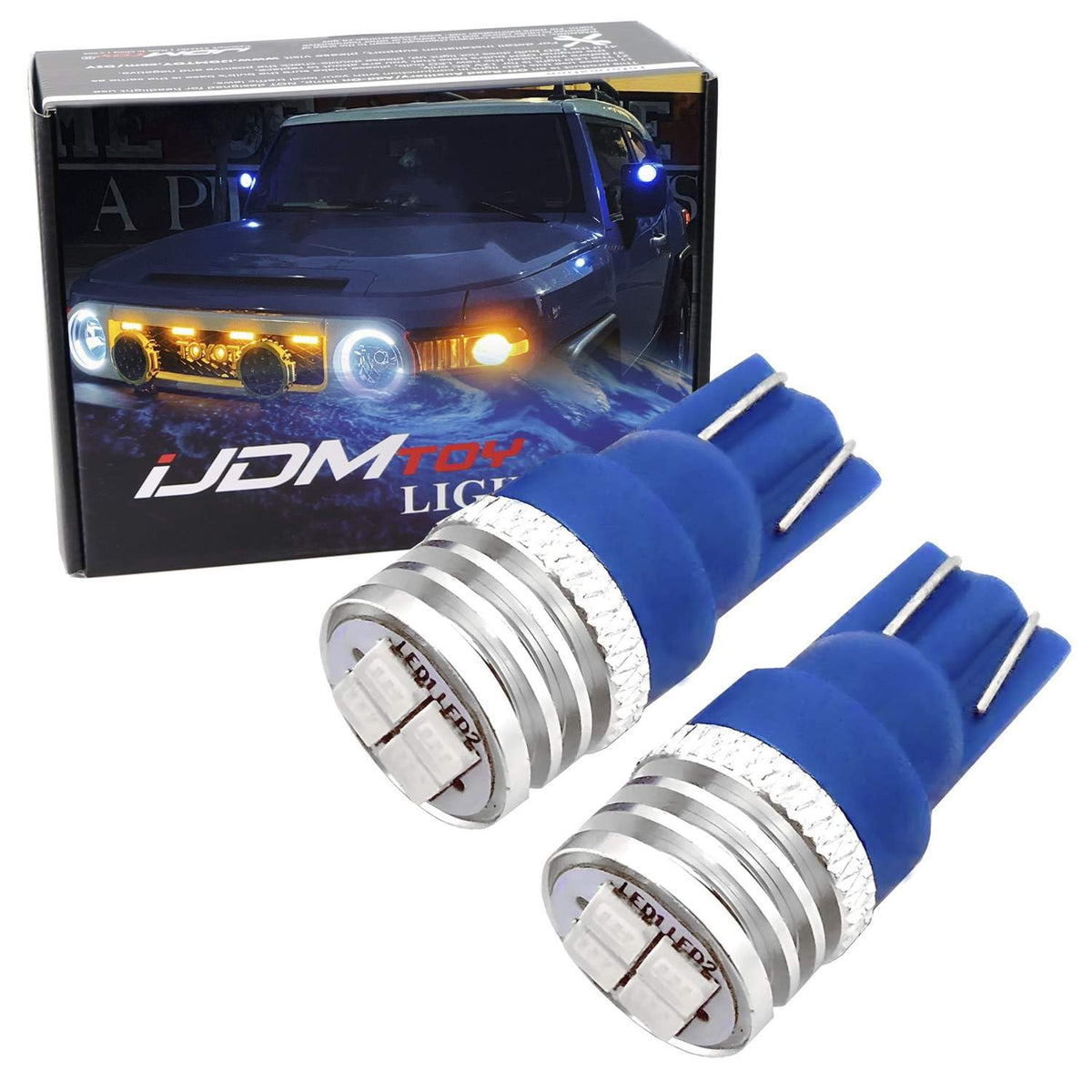 Ijdmtoy Jdm Ultra Blue 4-Smd High Power Led Side Mirror Replacement Bulbs Compatible With 2007-2014 Toyota Fj Cruiser