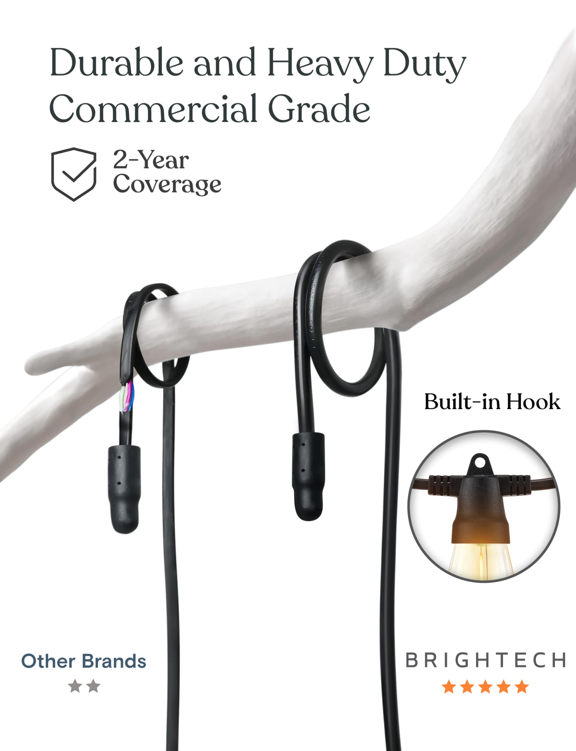 Brightech Ambience Pro Solar String Lights - 48ft, Super Bright +, Remote Control, 15 Waterproof LED Bulbs, Commercial Grade for Outdoor Use
