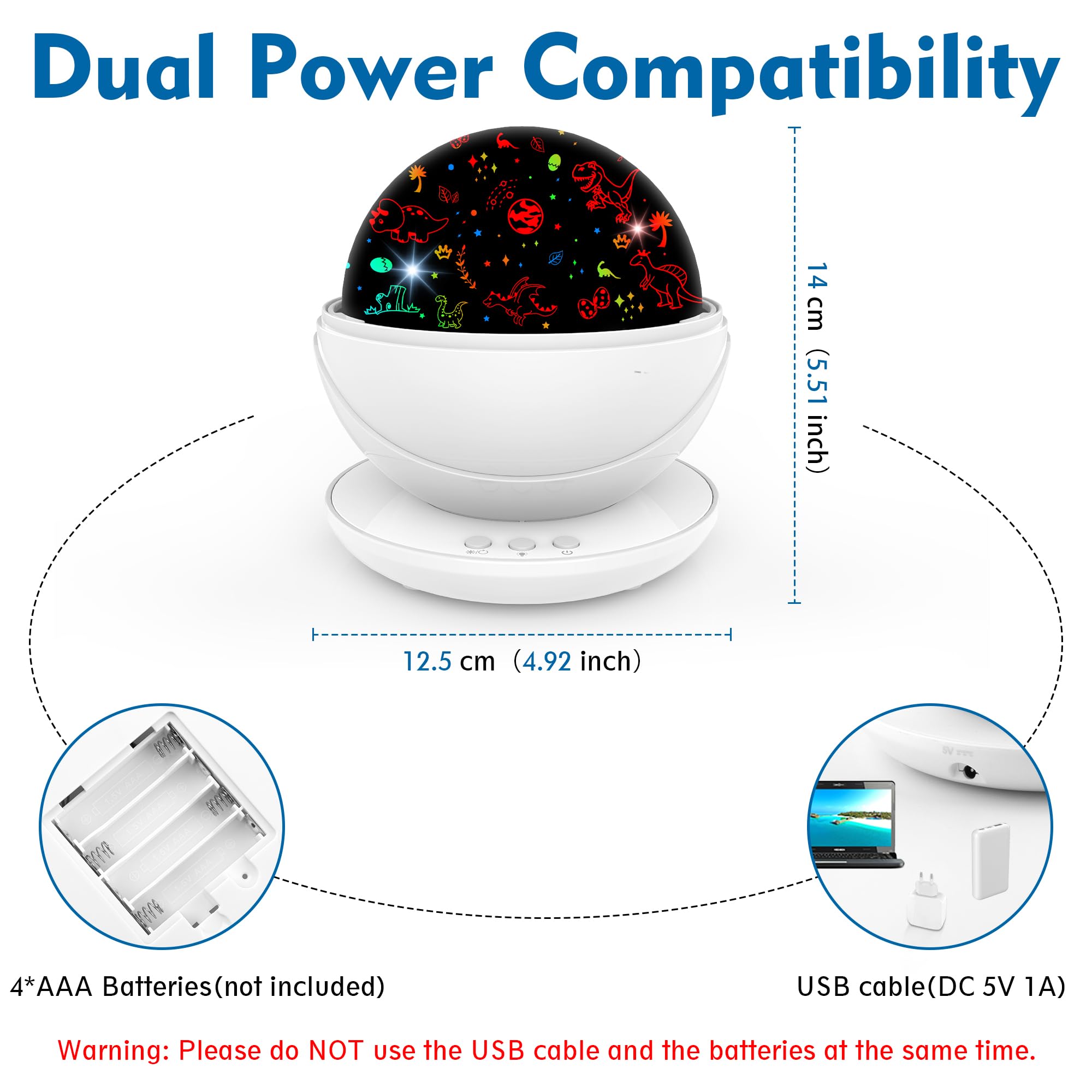 Vanshinieer Batman Dinosaur Night Light Projector For Kids Boys, 360 Degree Rotation Baby Night Lights, 15 Mode Color Changing, Christmas Birthday Gift Toys For 3-8 Year Old Girls Boys