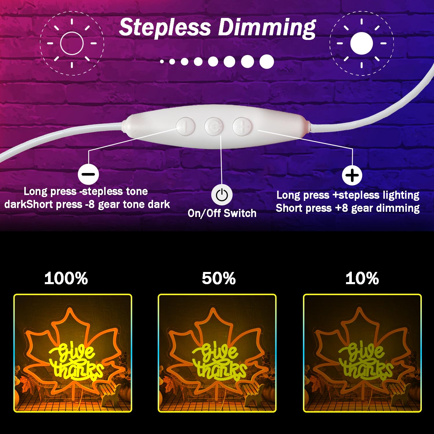 Thanksgiving Neon Sign Dimmable Fall Neon Sign For Thanksgiving Decoration Give Thanks Sign For Home Bar Salon Window Porch Front Door