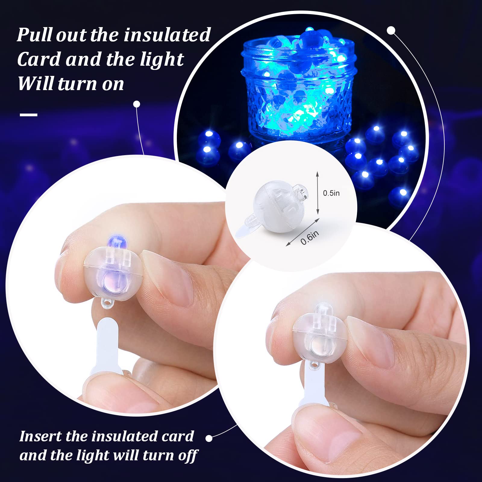 Aogist 100 Pcs Blue Flash Balloon Light With Loop For Hanging, Mini Ball Lamp Round Tiny Led Light For Paper Lanterns Balloons B
