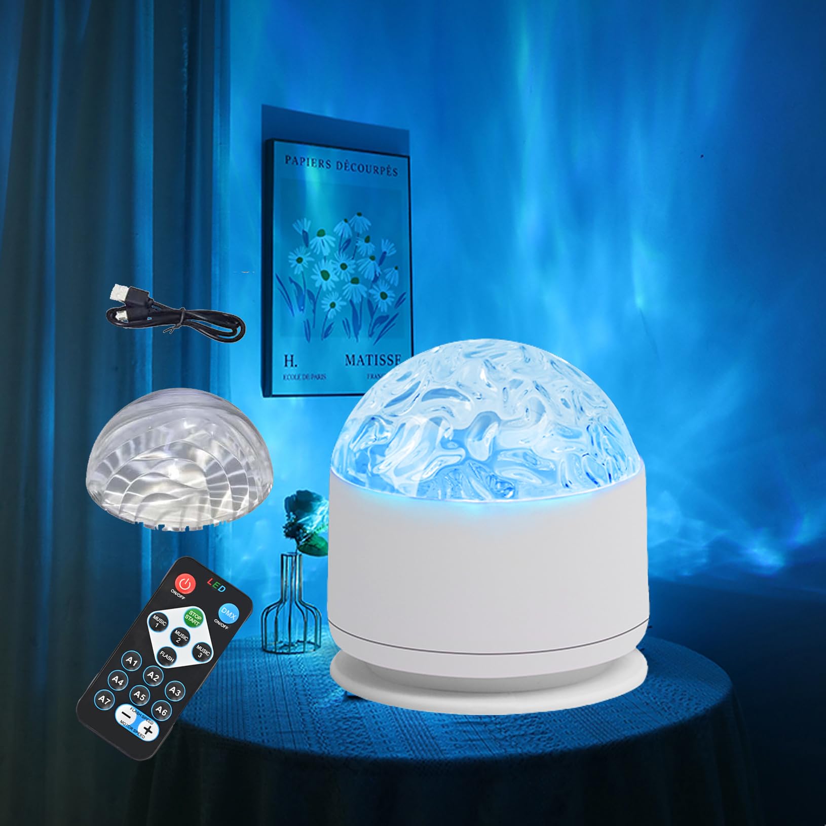 Yinhamnl 2 in 1 Galaxy Light, 16 Color Aurora Night Light Projector, Ocean Wave Projector with Remote Control, USB Recharge Nort