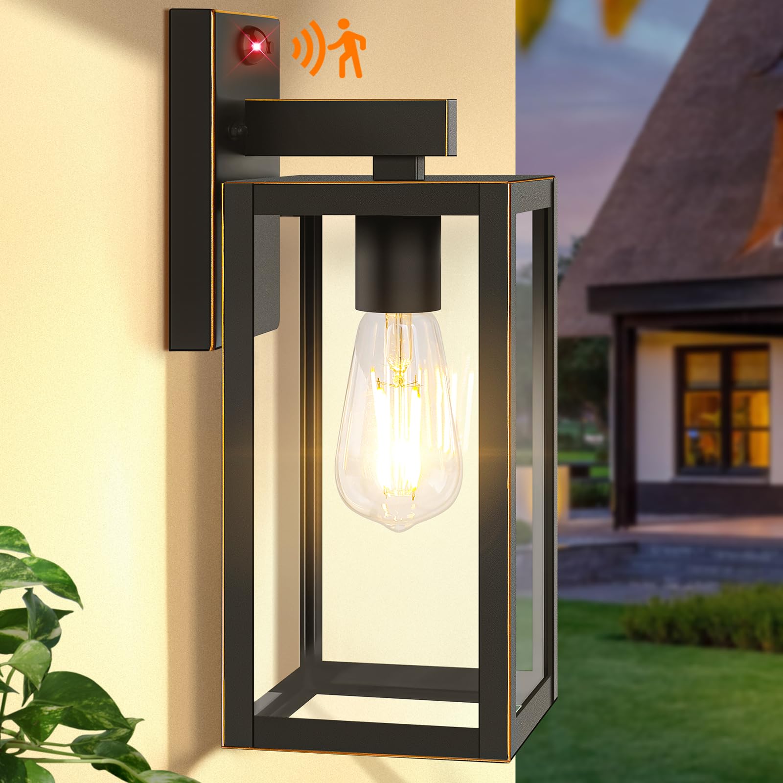 BesLowe Upgraded Motion Sensor Outdoor Wall Light, 13in Bronze Metal Sconce, 3 Lighting Modes, Model A923