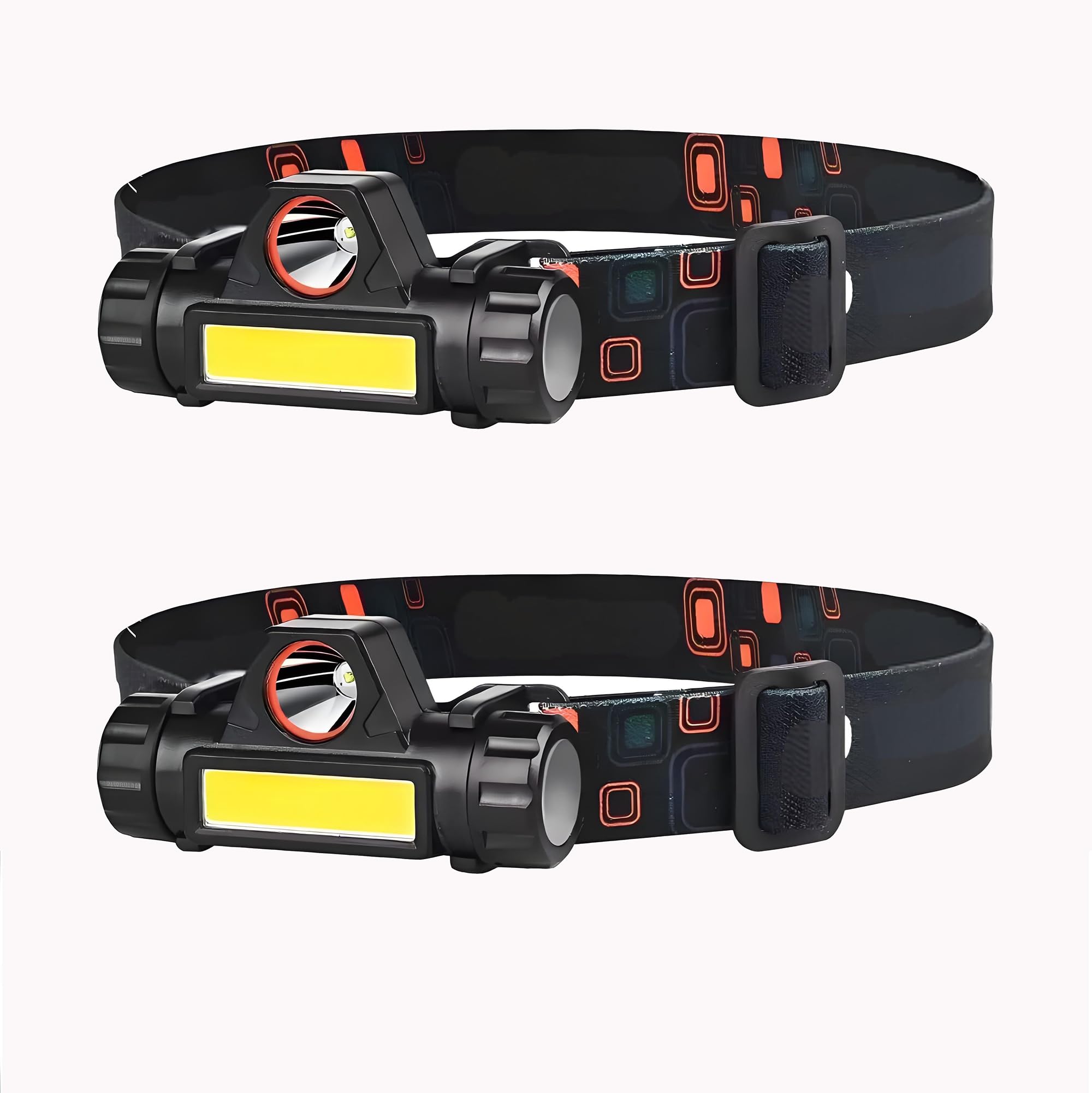 Darlur 2 Pack Rechargeable Headlamp Flashlight 2 Mode Spotlight&Floodlight,Easy to use,Outdoor Camping Gear Hiking Fishing Runni