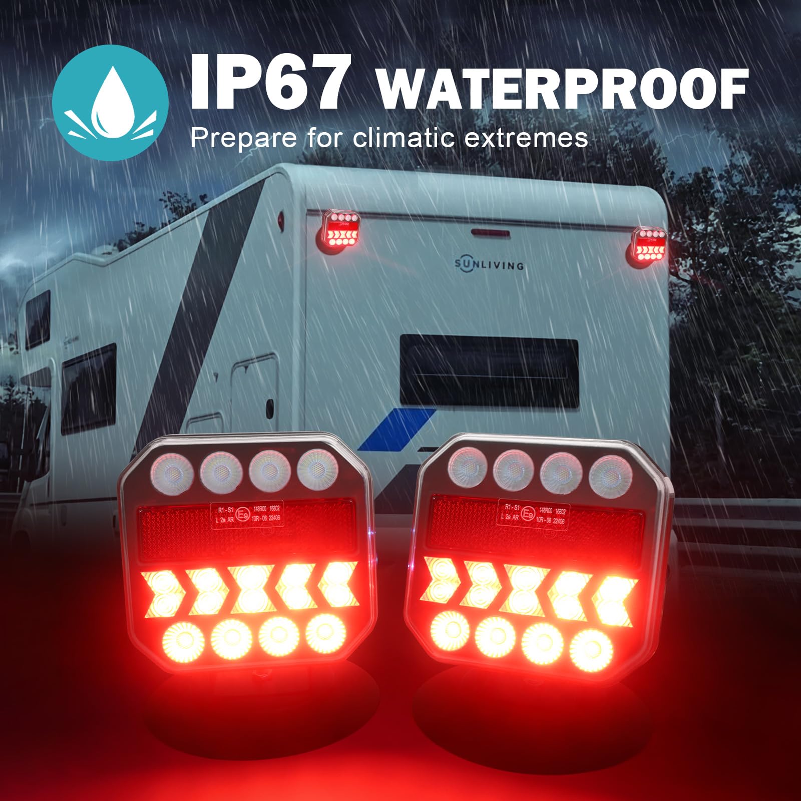 XinHMYKJ Wireless Trailer Lights - USB-C Quick Charge, Adjustable LED, IP67 Waterproof, 12.8inx3.15inx10.8in, Clear, Powerful Suction Base