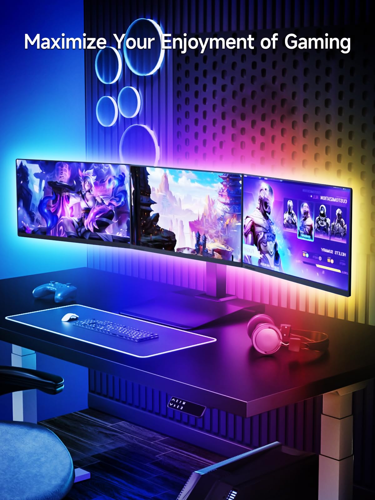 Led Lights For Tv, 16.4Ft Tv Led Backlight For 45-75 Inch, Rgb Color Changing Strip Lights Behind Tv, Music Sync Bluetooth App And Remote Control Usb Powered Tv Led Lights For Bedroom