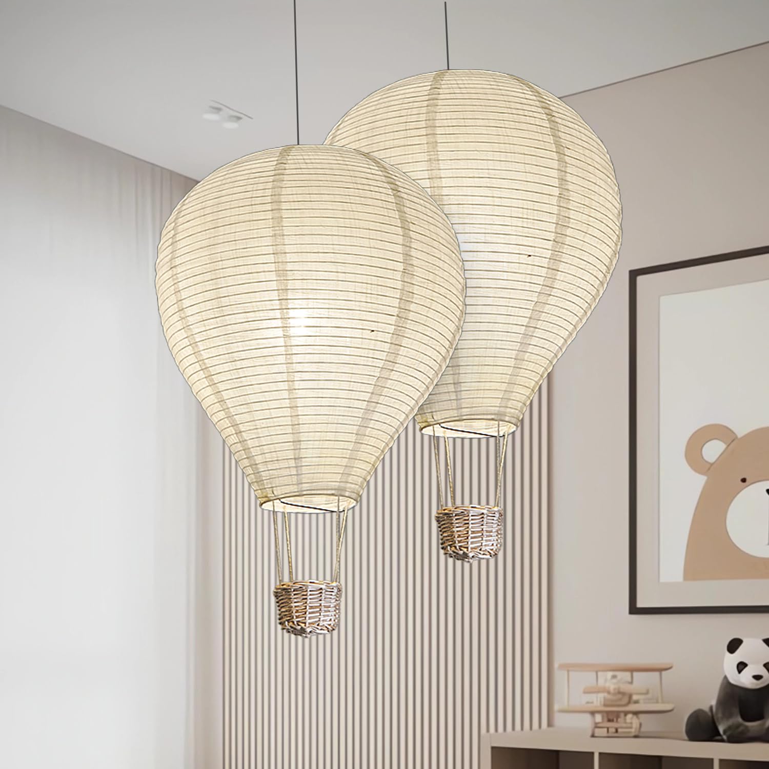 METHEDEECO Hot Air Balloon Lampshade - 14 Inch White Pendant Light Shade for Kids Nursery & Living Room Decor