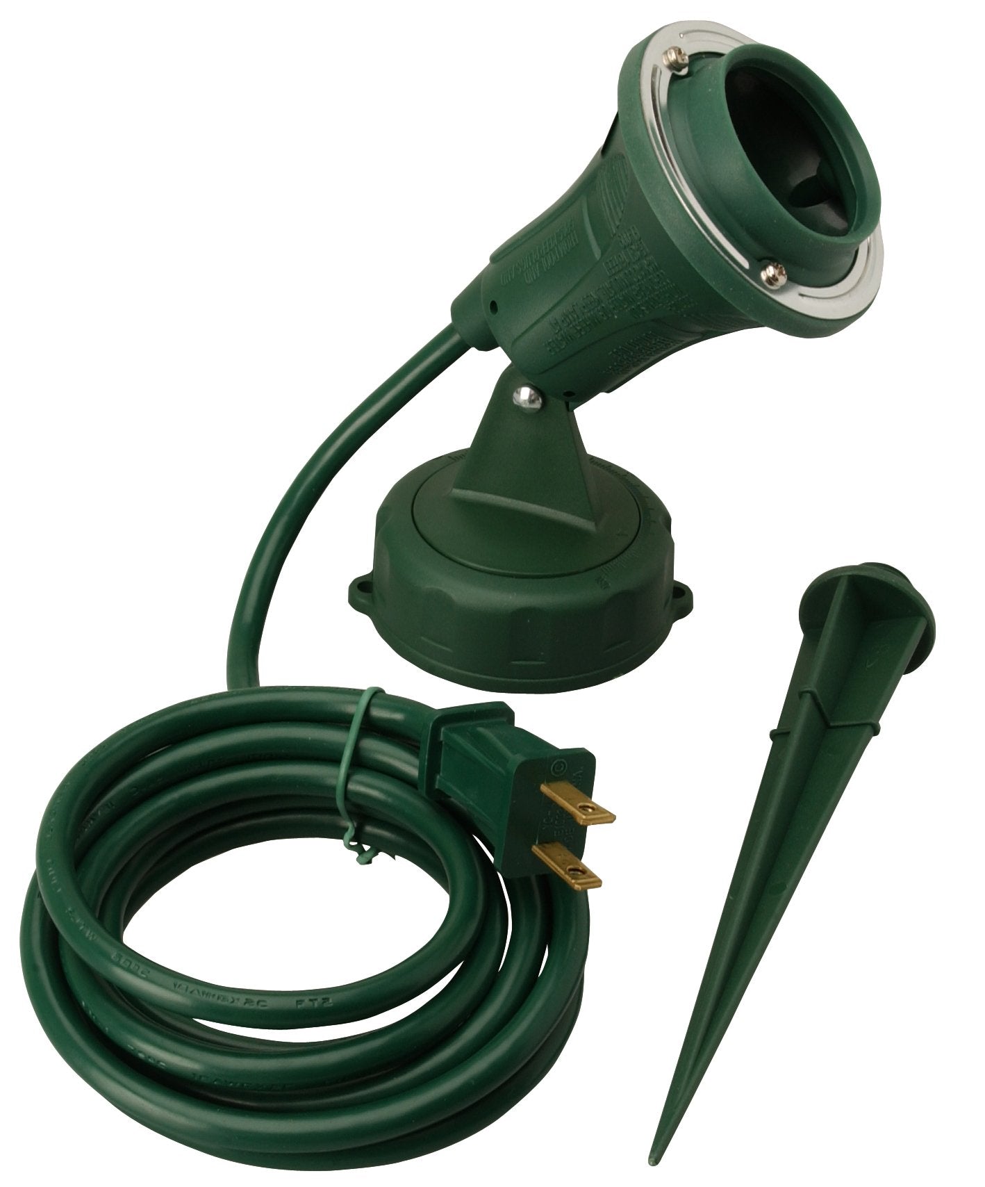 Woods Outdoor Floodlight | Green | 6-Foot Cord | Weather-Resistant | With Ground Stake | Pack of 6